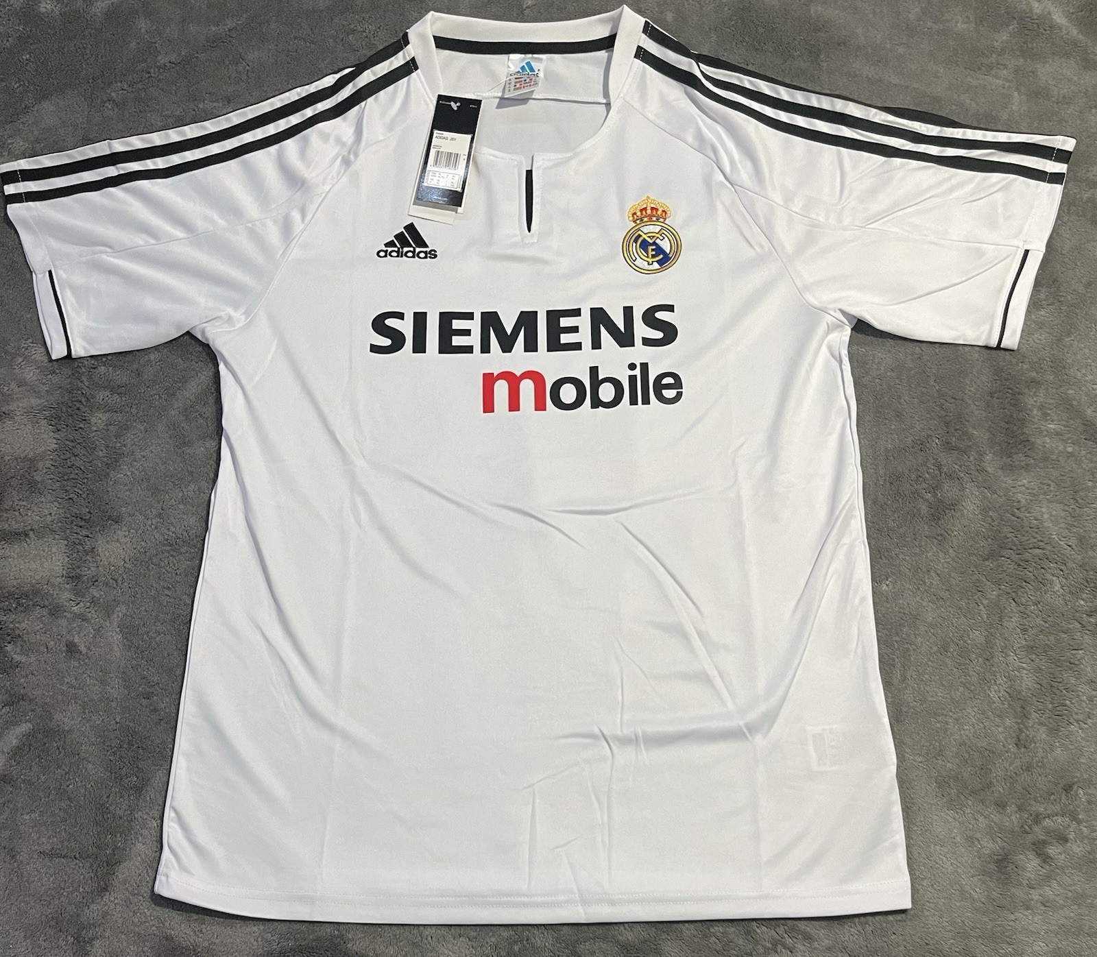 Real Madrid Soccer Jersey Shirt White SIEMENS Mobile size XL