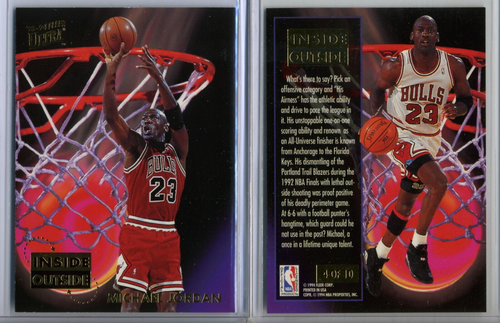 Michael Jordan 1994 Ultra Inside Outside Insert Card #4 of 10