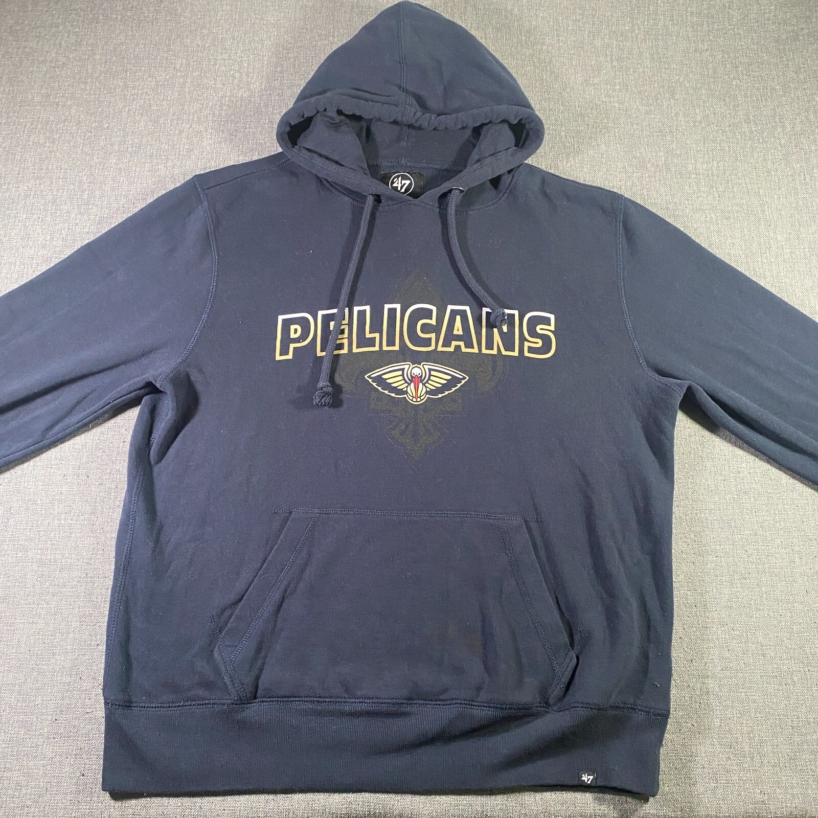 New Orleans Pelicans Hoodie Mens Large Blue 47 Brand Fleece Lined NBA