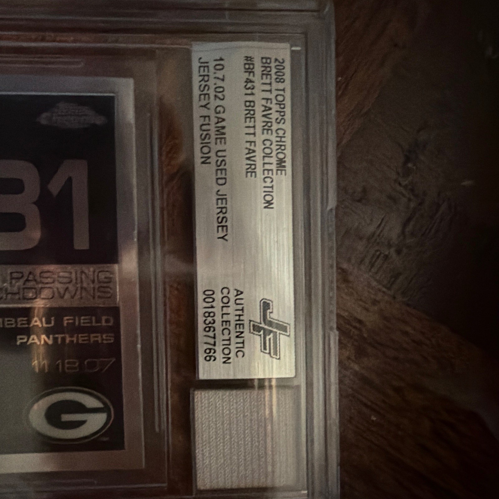 Topps 2008 Chrome Brett Favre Flight to 420 BF431 Jersey Fusion Mem BGS