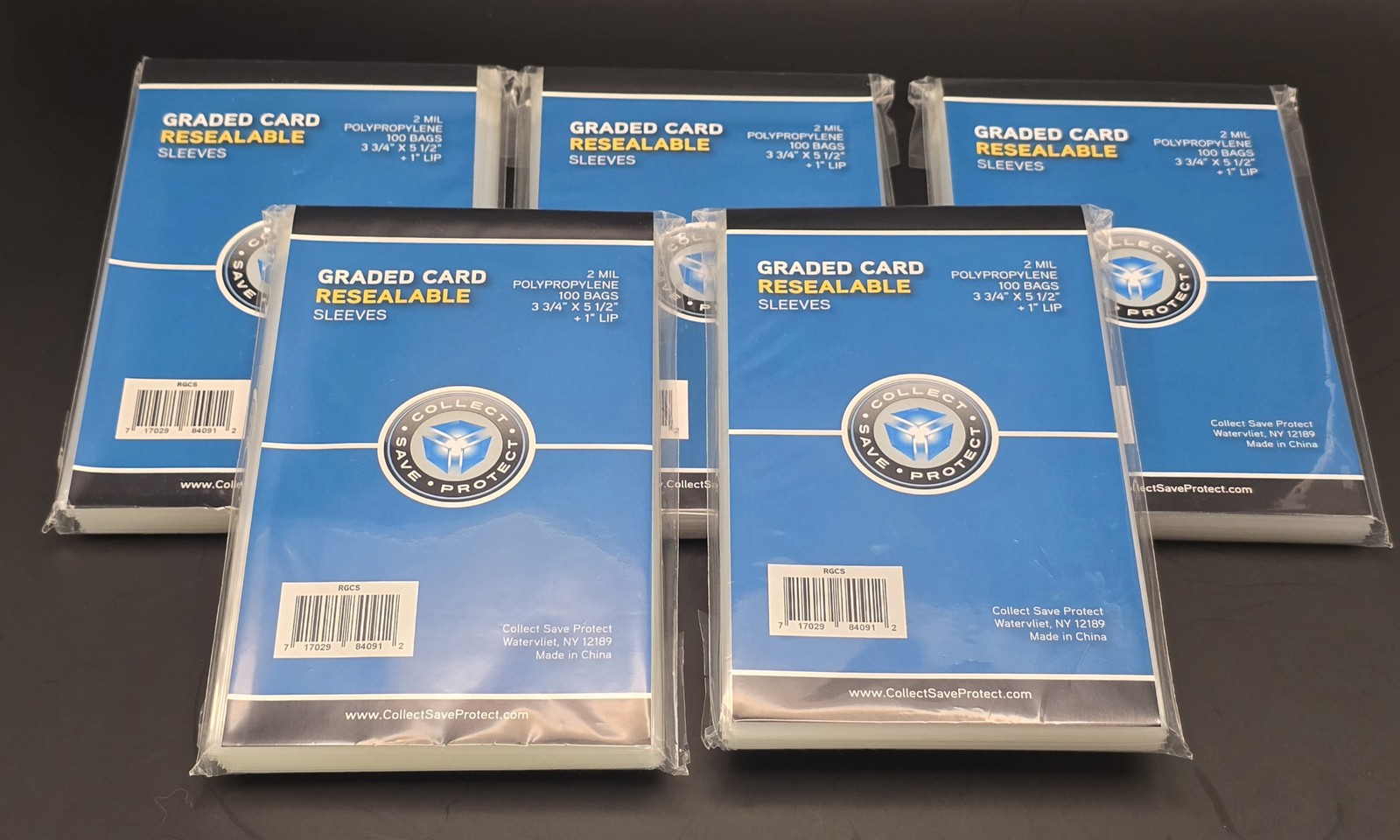 5 Packs (500x) CSP Resealable Graded Card Sleeves 3 3/4″ x 5 1/2″ (2 Mil)