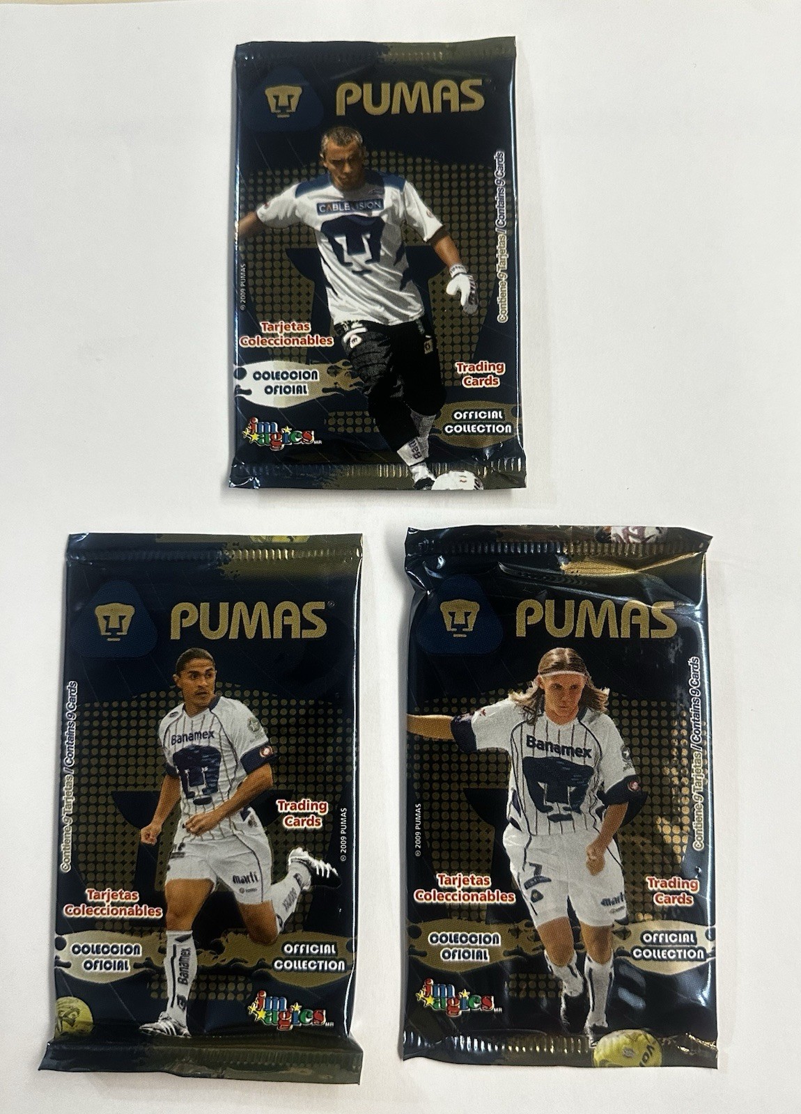 Pumas U.N.A.M. Mexican Soccer cards 2009-10 (3 Brand New Unopened Packs)