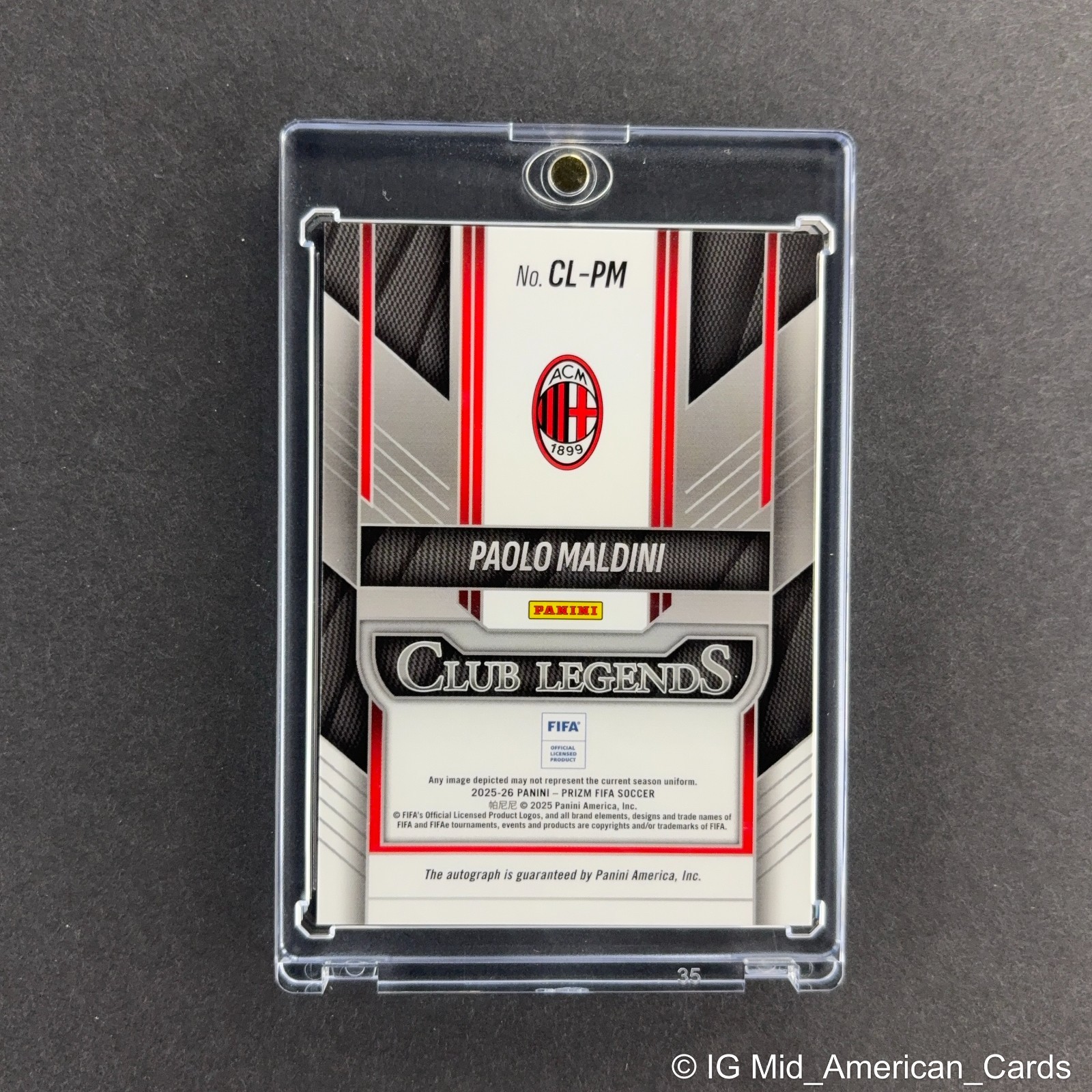 Paolo Maldini 2025-26 Panini Prizm Fifa Club Legends Signatures Auto #CL-PM