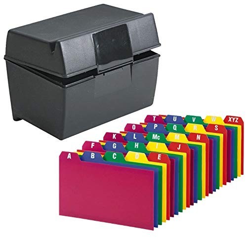 Index Card Holder Storage Box for 300 3×5” Cards with A-Z Poly Card Guides
