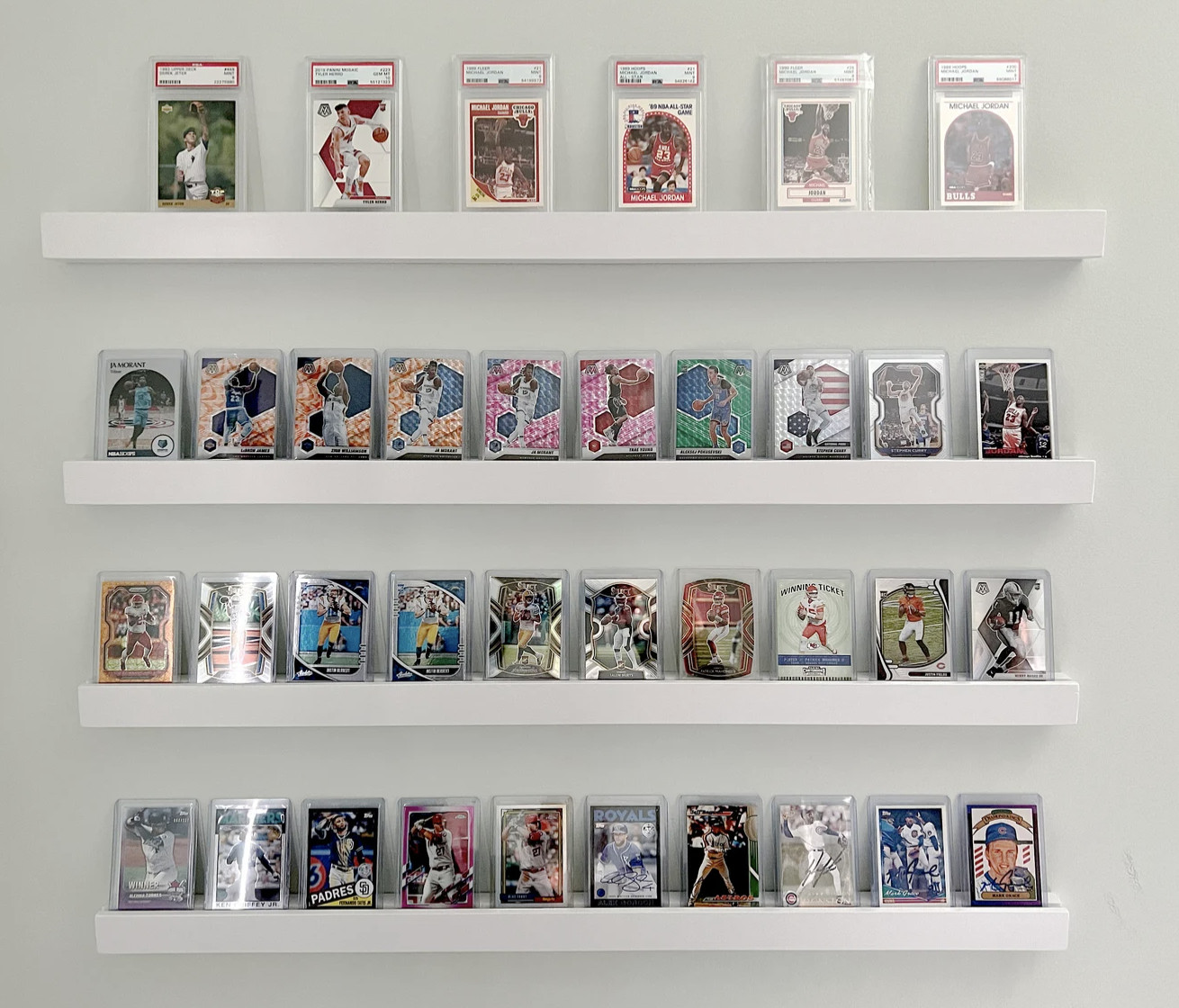🪵Wood Sports Card Shelf Display! Customizable! Holds Toploaders & Graded Cards!