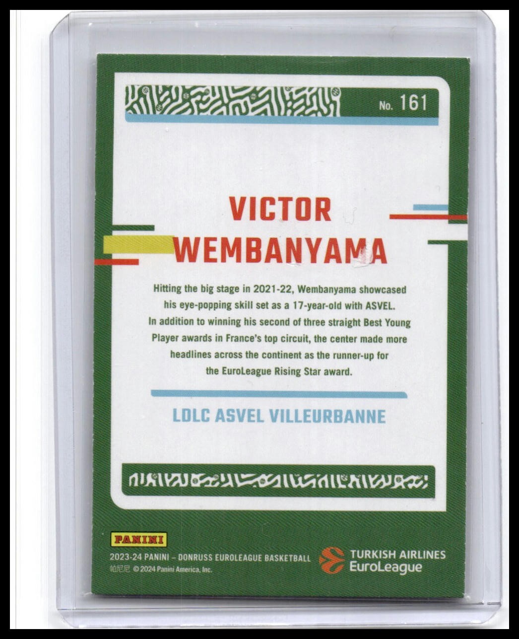 2023-24 Donruss EuroLeague #161 Victor Wembanyama