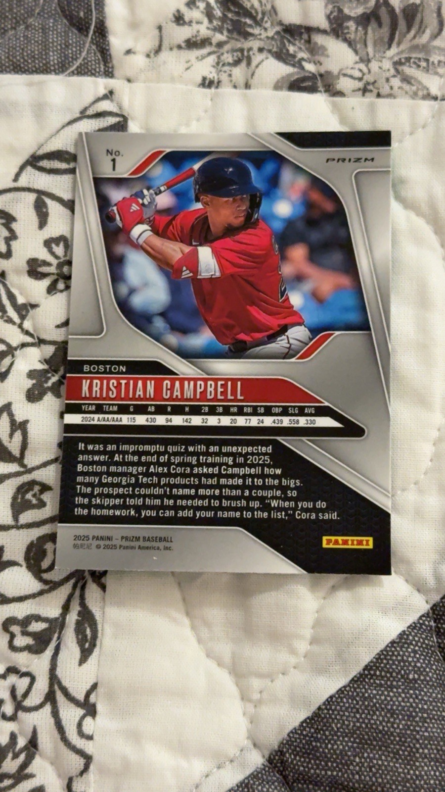 2025 Panini Prizm Kristian Campbell Green Ice Prizm #1 (RC) Red Sox