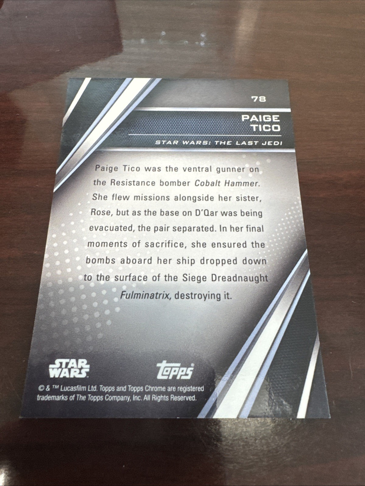 2023 Topps Star Wars Chrome Black Paige Tico /125