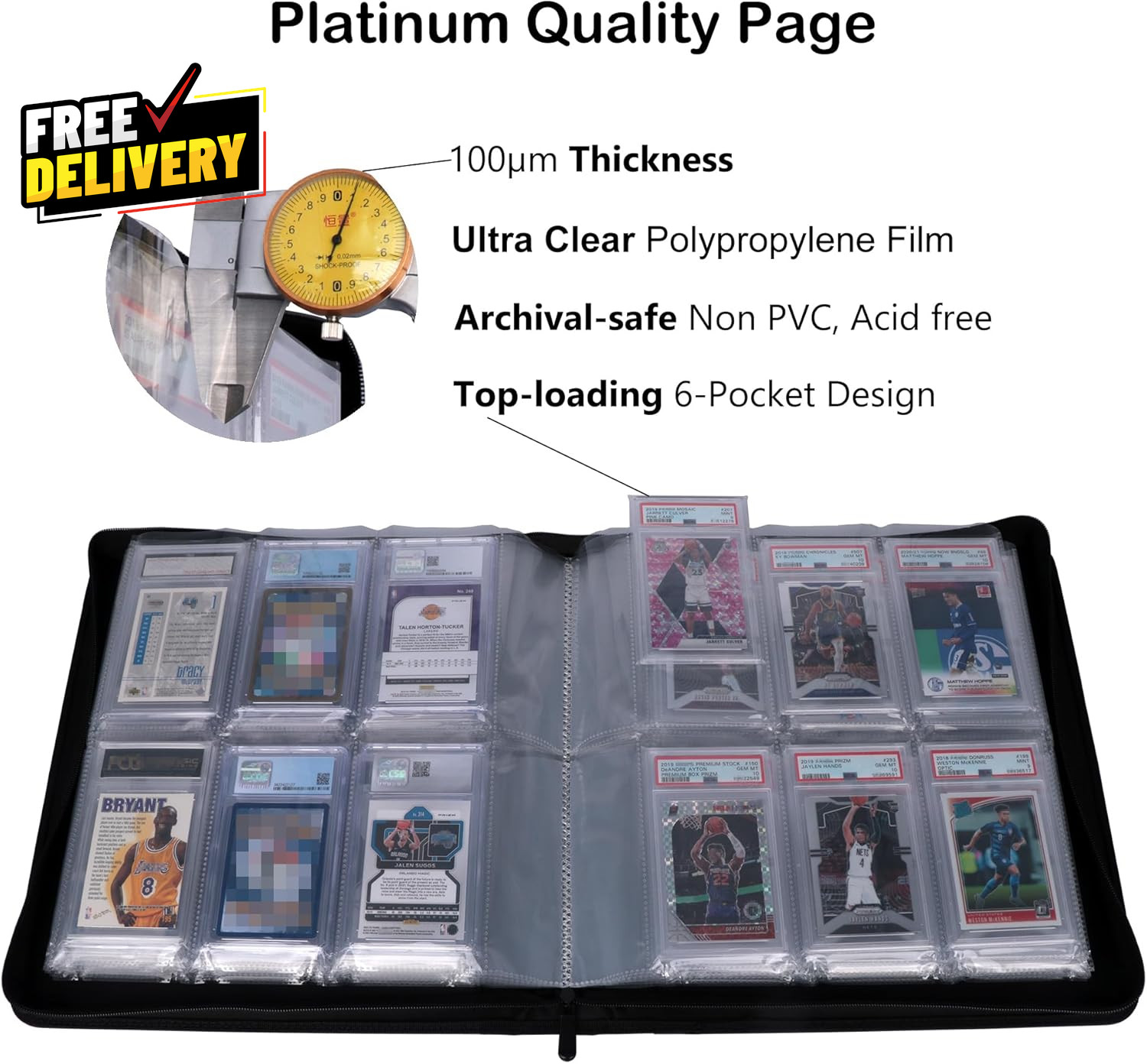PSA Slab Binder Holds 72 PSA Slabs 6-Pocket Graded Card Binder for PSA CGC CSG..