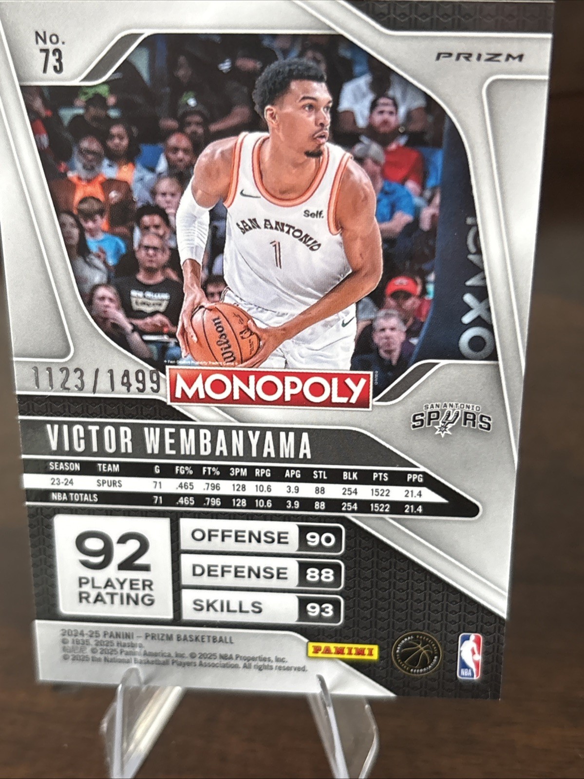 2025 Panini Prizm Monopoly – Victor Wembanyama #73 Classic Icons Orange /1499 SP
