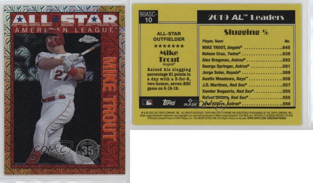 2025 Topps Series 2 Orange Refractor 13/25 Mike Trout #90ASC-10 1he8