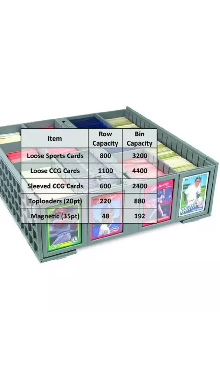 BCW Collectible Card Bin Gray Plastic Storage Box For 3200 Trading Cards #1