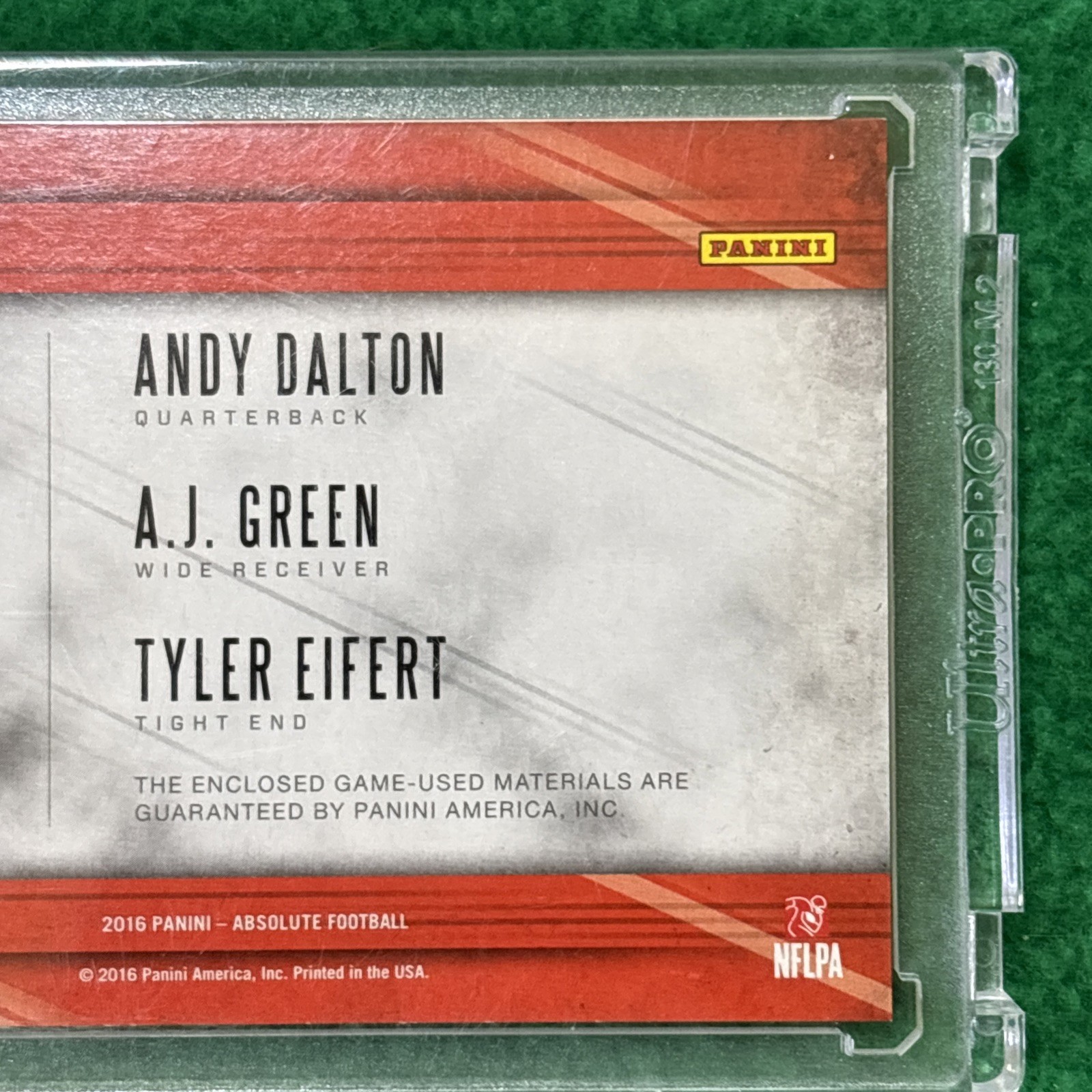 2016 Panini Absolute – Bengals Team Trios- A.J. Green – Dalton – Eifert – /99