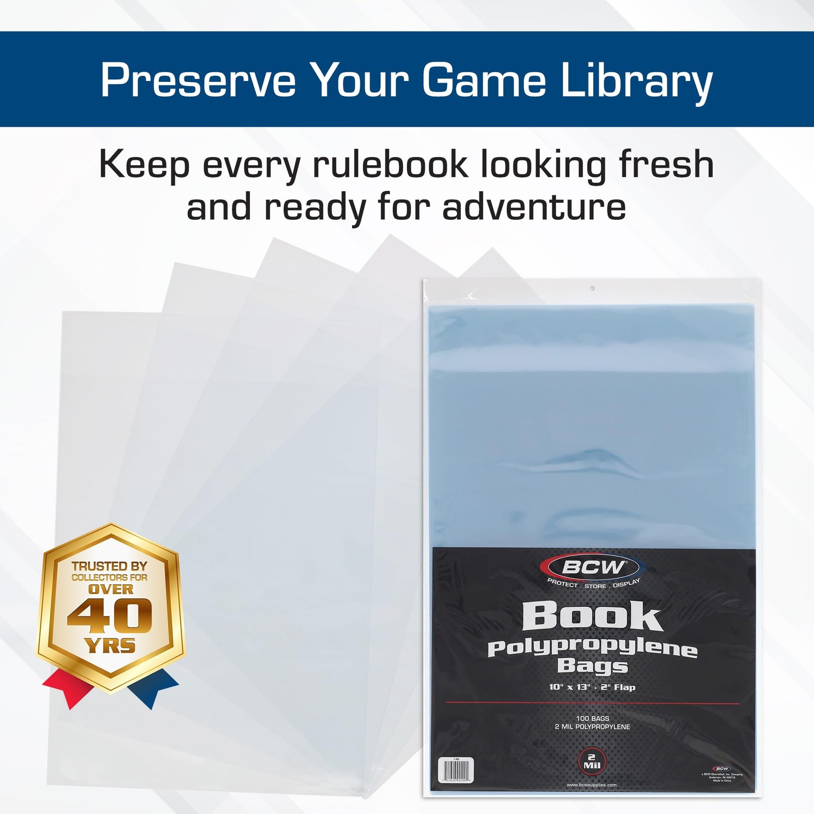 Book Storage Bags – 100 Pack | 10″ x 13″ + 2″ Fold-Over Flap | Archival-Safe …
