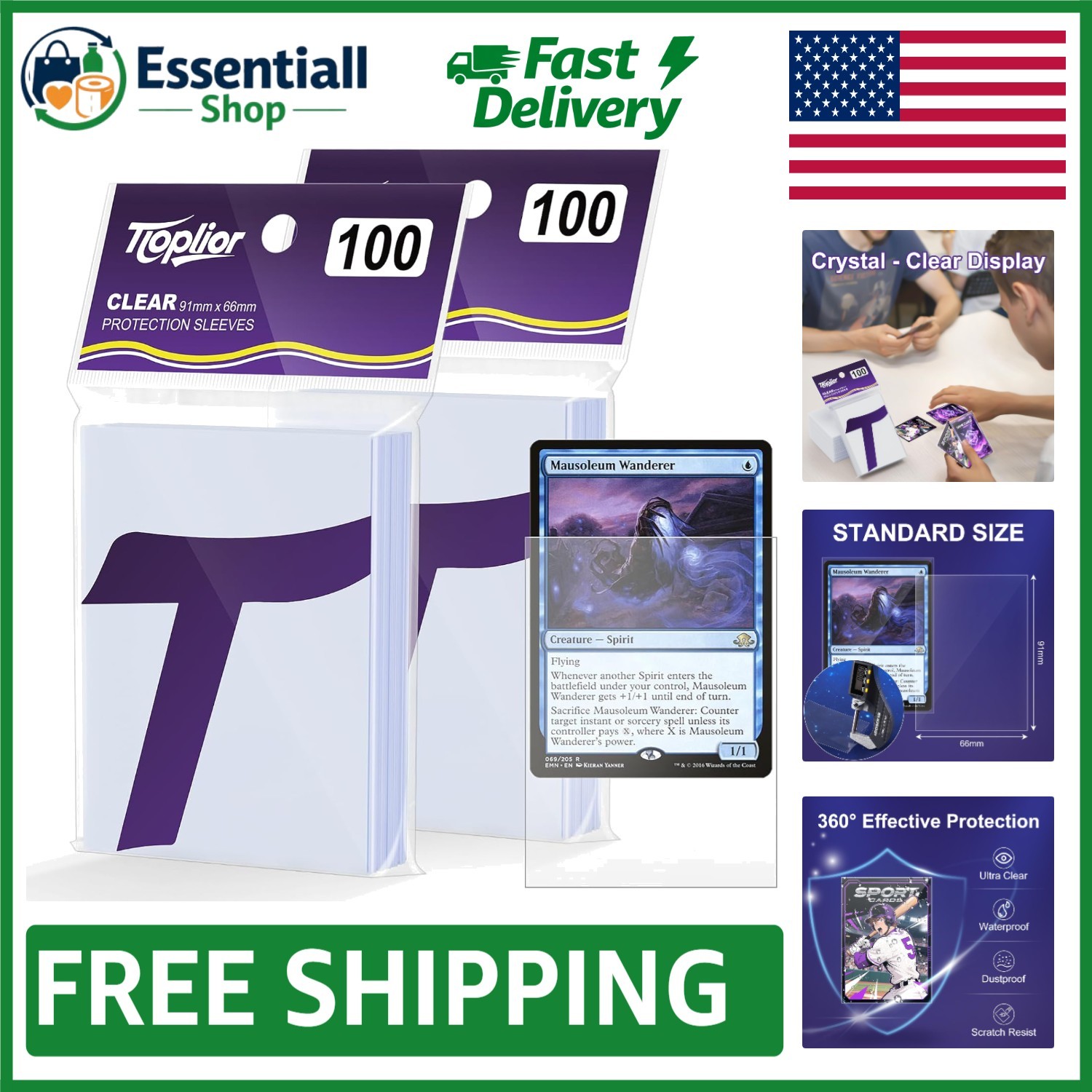 200 Soft Plastic Card Protectors – Ideal for Baseball, MTG, TCG Collections