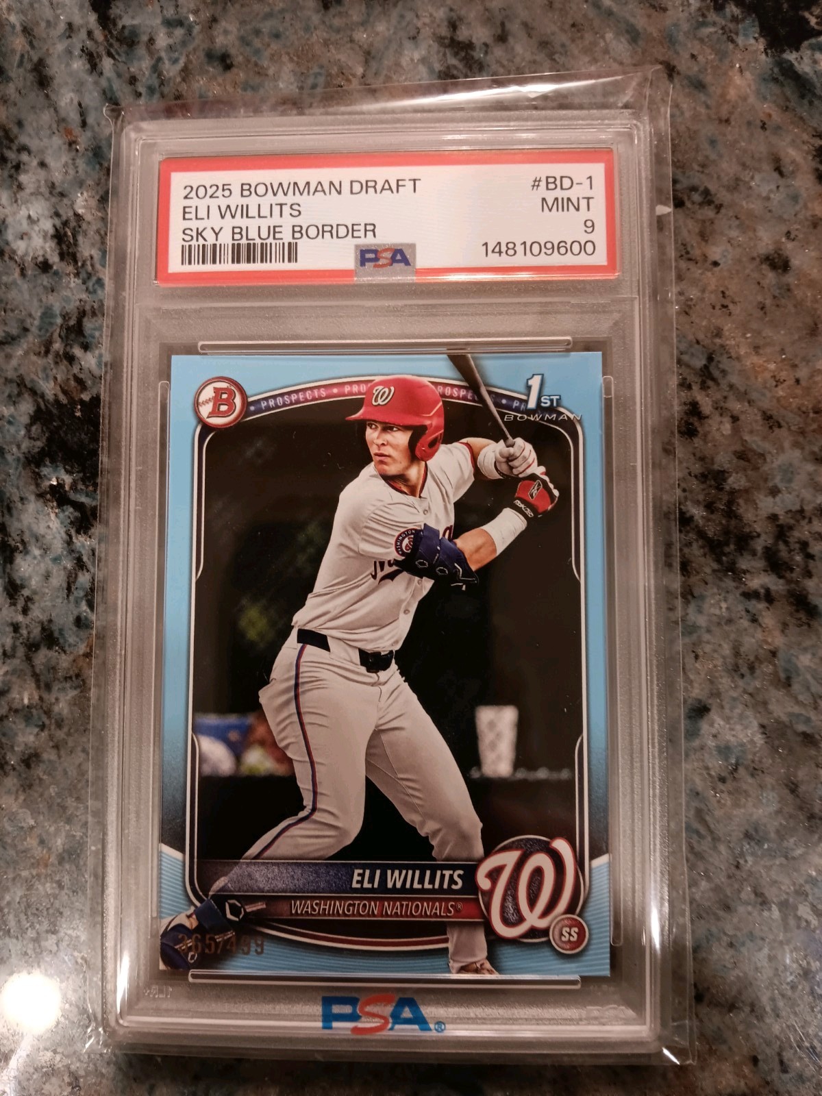 2025 Bowman Draft 1st Eli Willits Sky Blue Border #BD-1 PSA 9 365 / 499