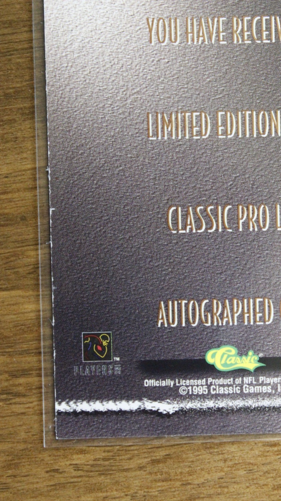 TIM BROWN Raiders 1995 Classic Pro Line – Autograph 1060/2410 Auto (AU)