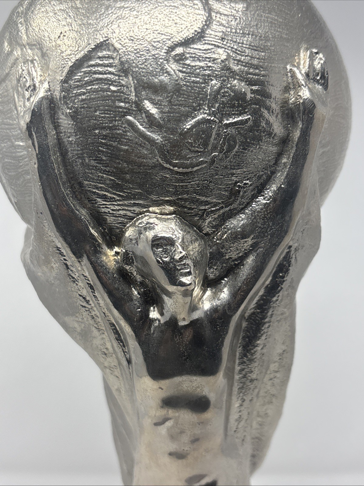 Cool Silver Tone Metal FIFA World Cup Replica Trophy On Custom Pedestal 17” High