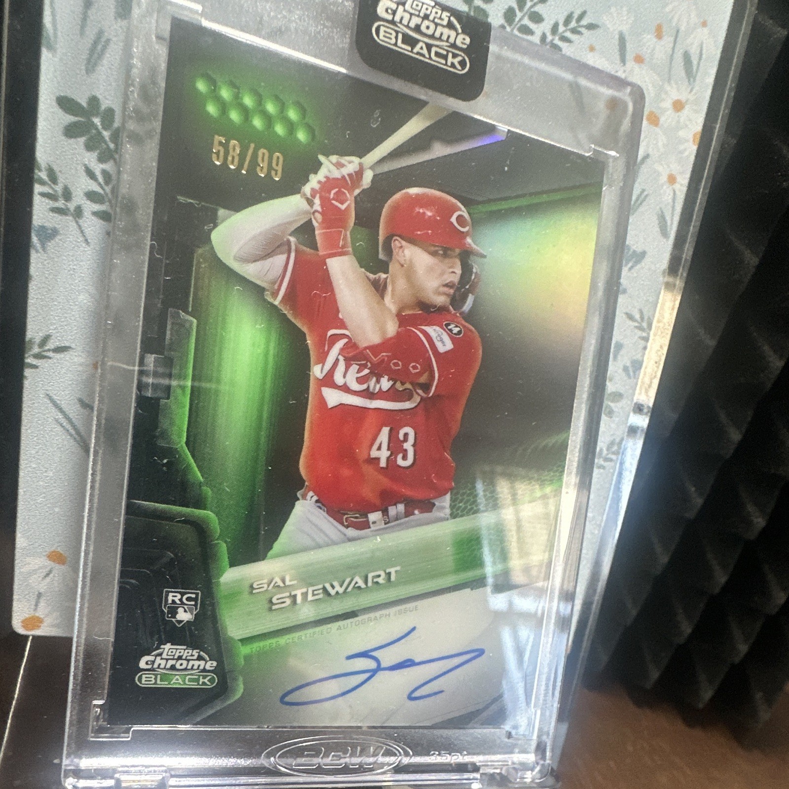 Topps 2026 Chrome Black Sal Stewart CBA-SS RC Auto 58/99 Refractor on card auto