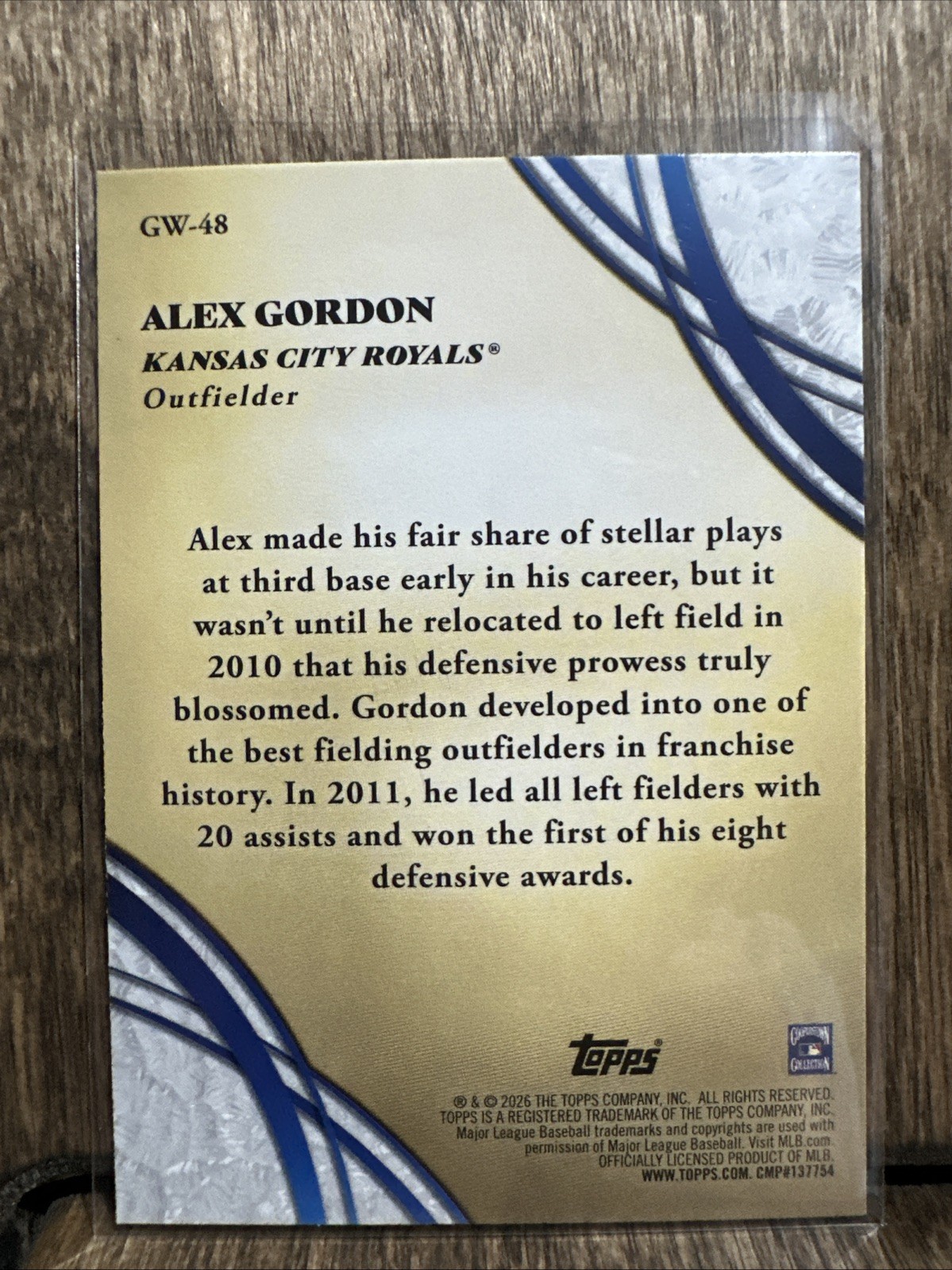 2026 Topps Series 2 Alex Gordon Glove Work #GW-48 Kansas City Royals