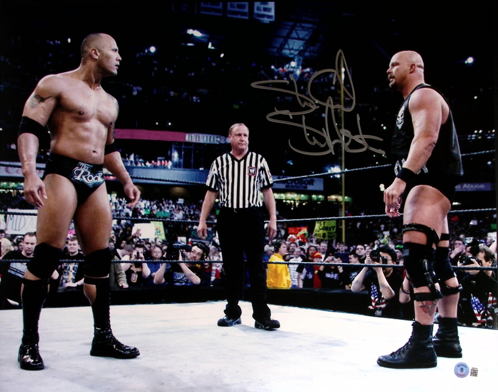 Stone Cold Steve Austin Signed 16×20 Photo BAS COA WWE The Rock Picture Auto’d B