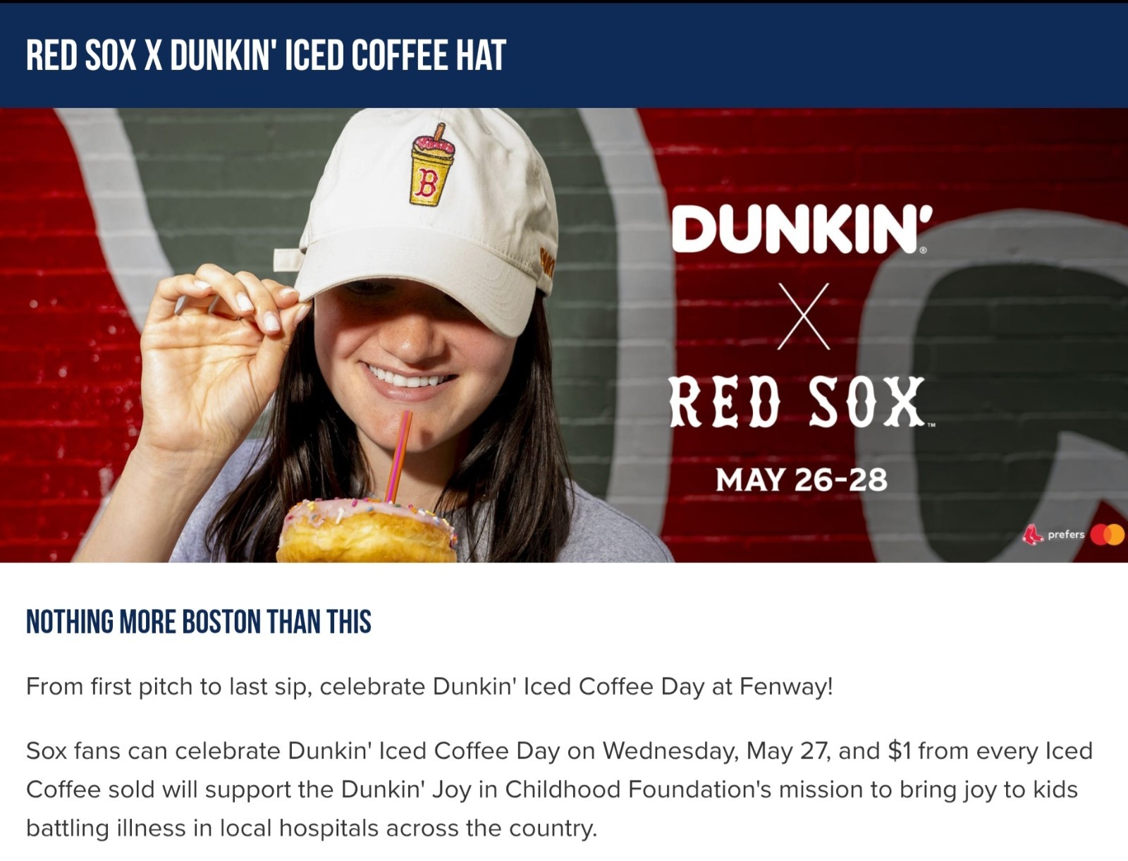 LIMITED EDITION Boston Red Sox Dunkin Custom Iced Coffee Hat Exclusive Fenway