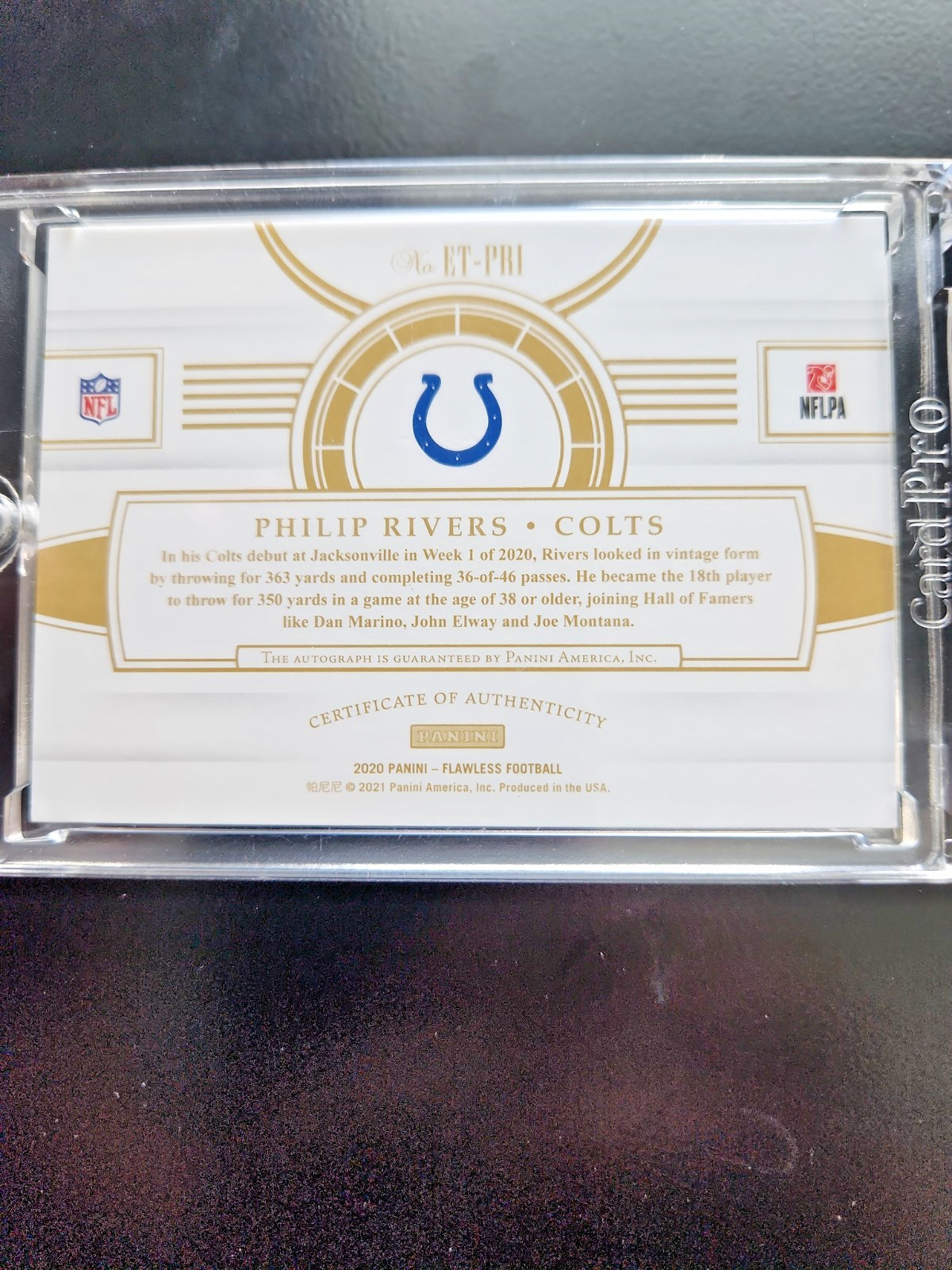 2020 Panini Flawless – Etched in Time Philip Rivers #ET-PRI 3/15 Auto
