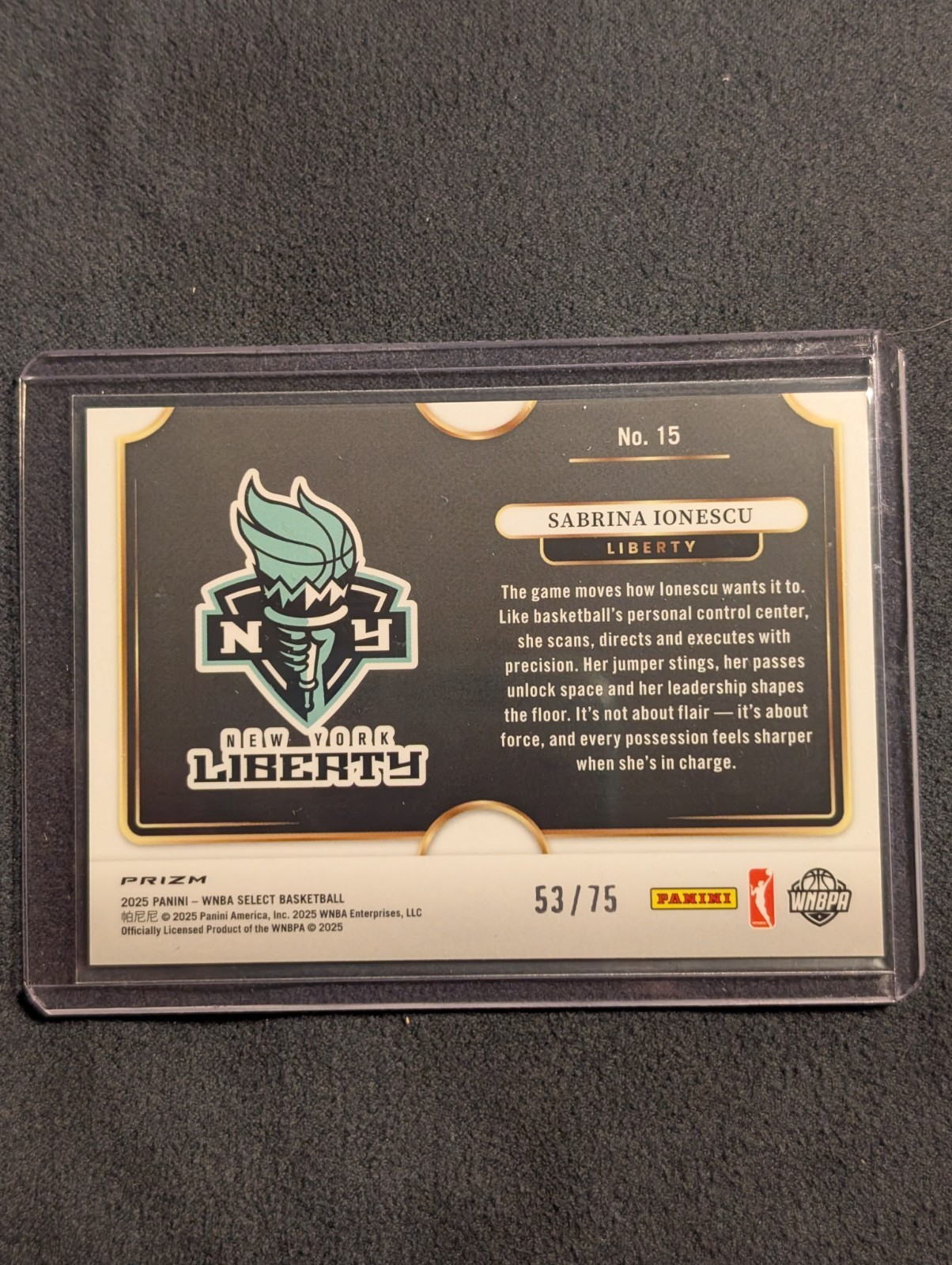2025 Panini Select WNBA SABRINA IONESCU SNAPSHOTS WHITE DISCO PRIZM /75 #15 SP