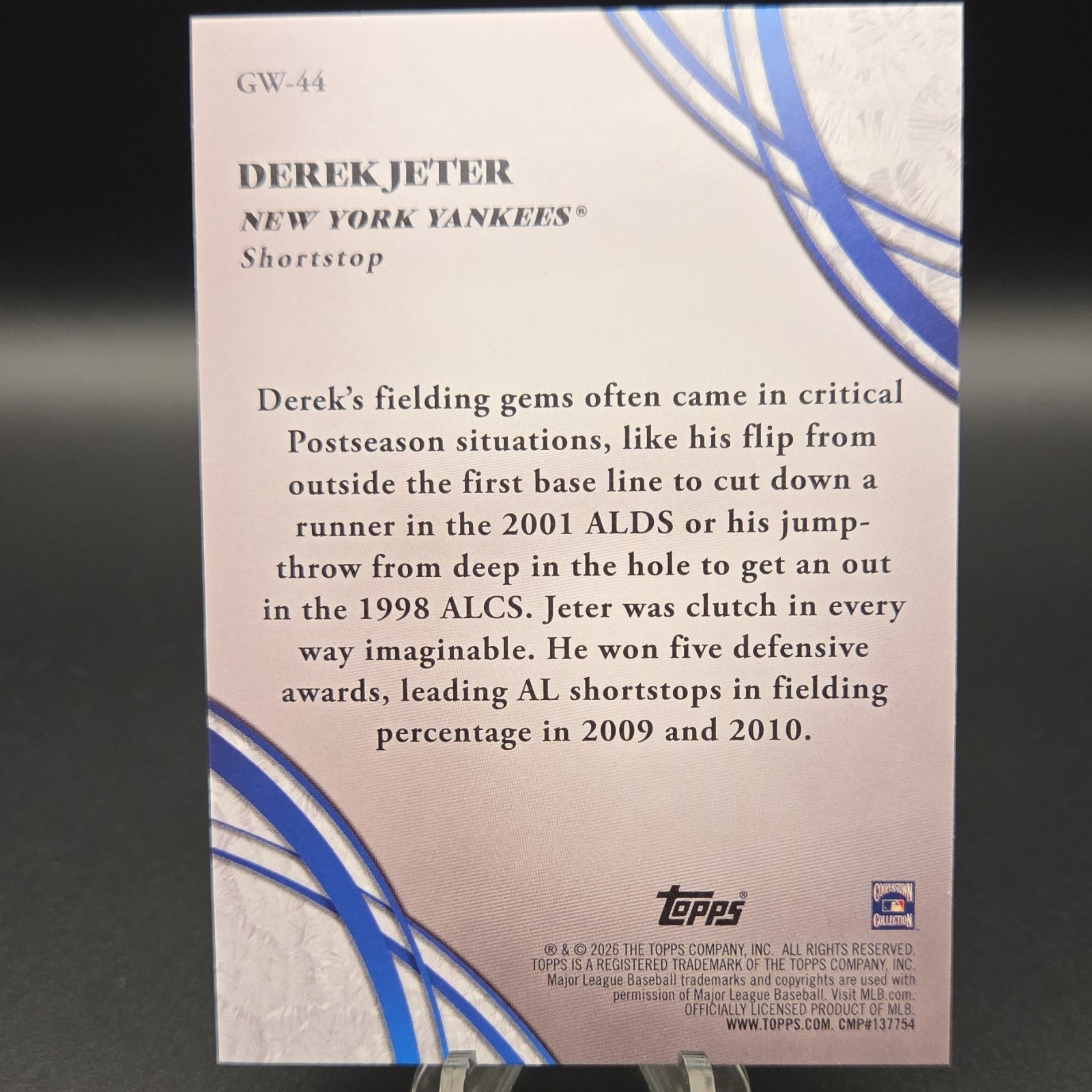 Topps 2026 Glove Work Insert Pink Derek Jeter New York Yankees #GW-44