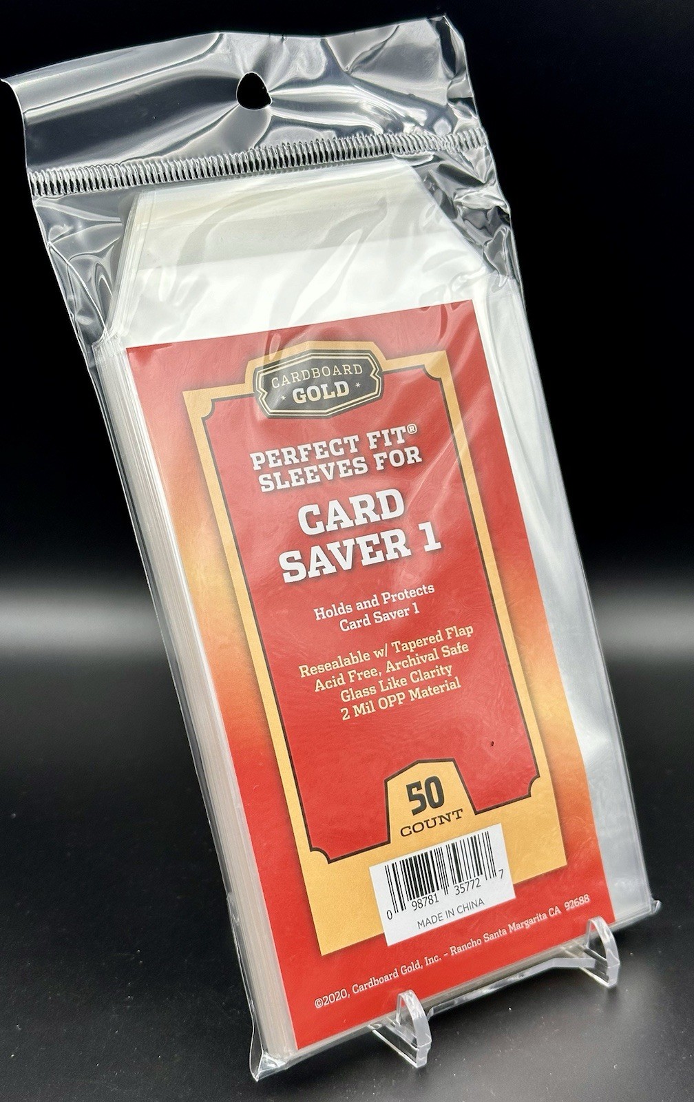 Pack of 50 Cardboard Gold Perfect Fit Graded Card Sleeves for Card Saver 1
