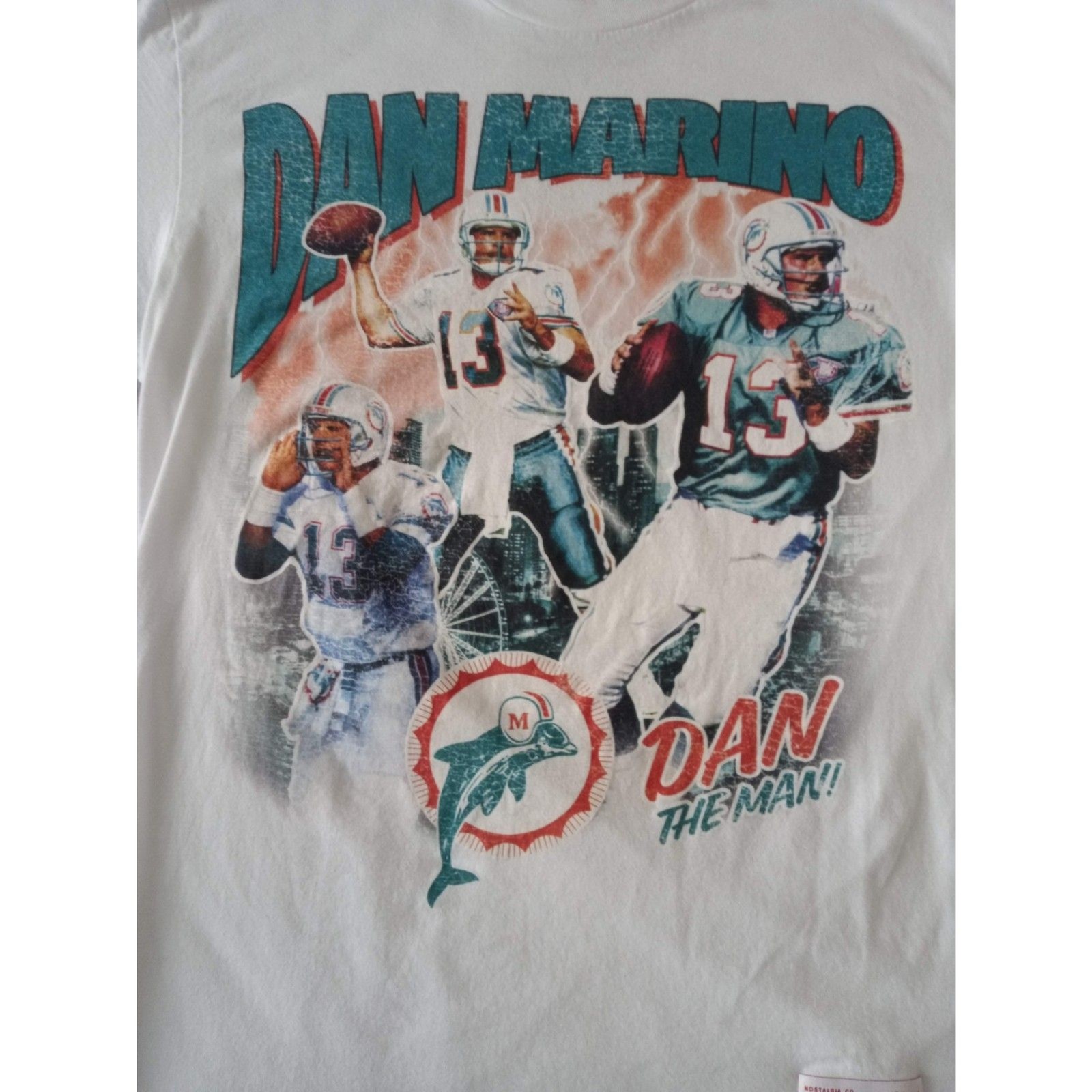 Miami Dolphins Dan The Man! Marino 13 M&N White T-shirt NFL Hall of Fame