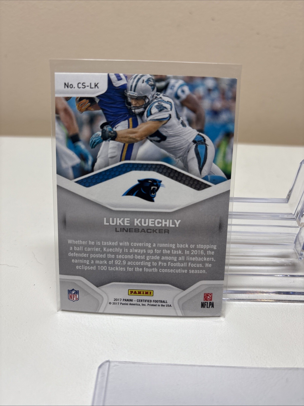 2017 Panini Certified #CS-LK Luke Kuechly Certified Shutdown Holo Foil SP