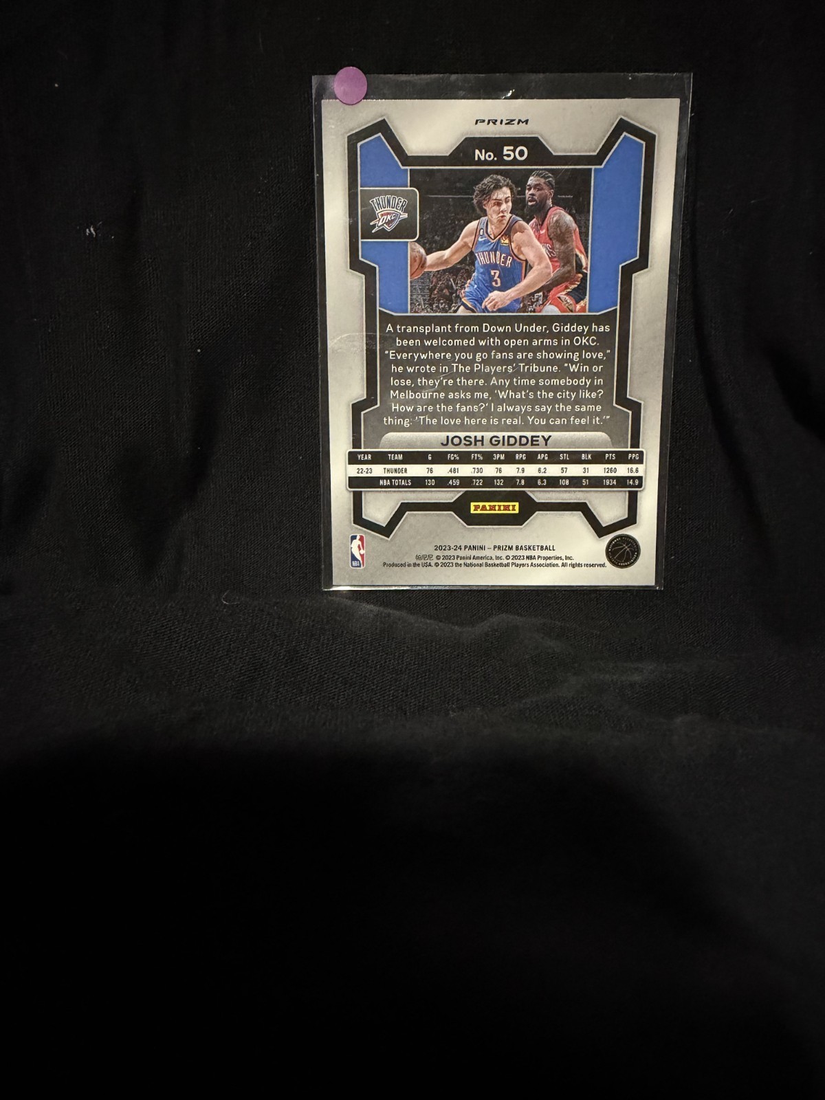 2023-24 Panini Prizm – Josh Giddey #50 Red Cracked Ice Prizm