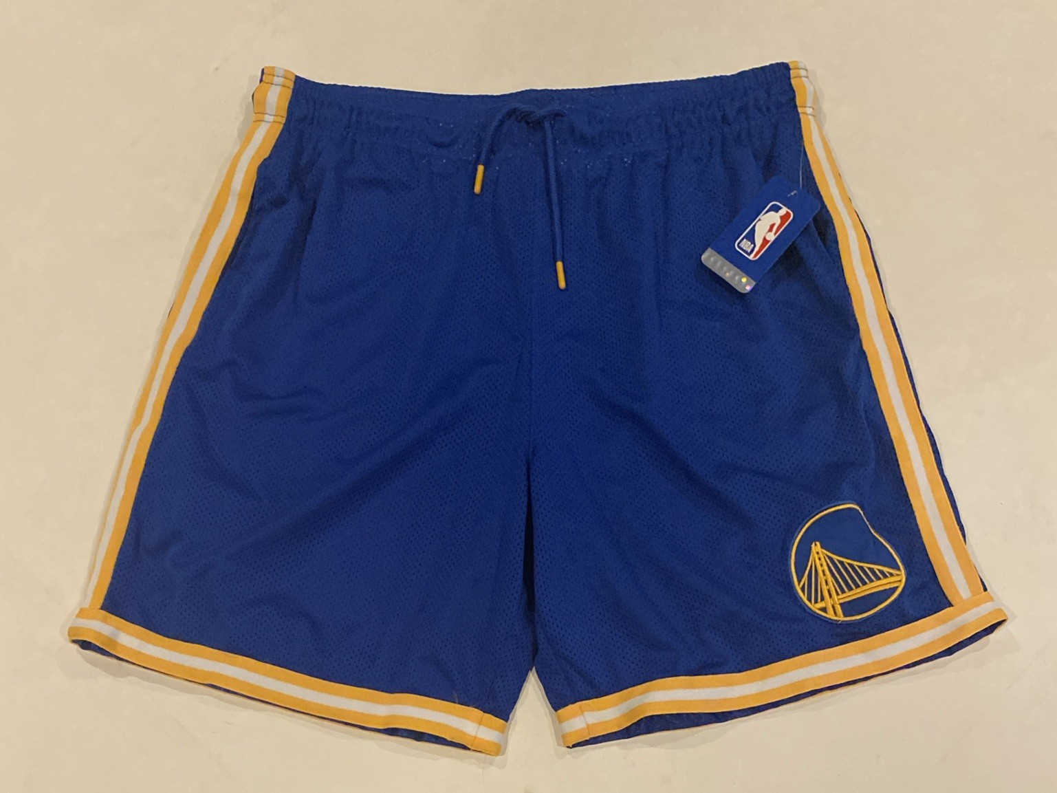 Golden State Warriors Basketball Shorts Mens XL Retro NBA Mesh Shorts Royal Gold