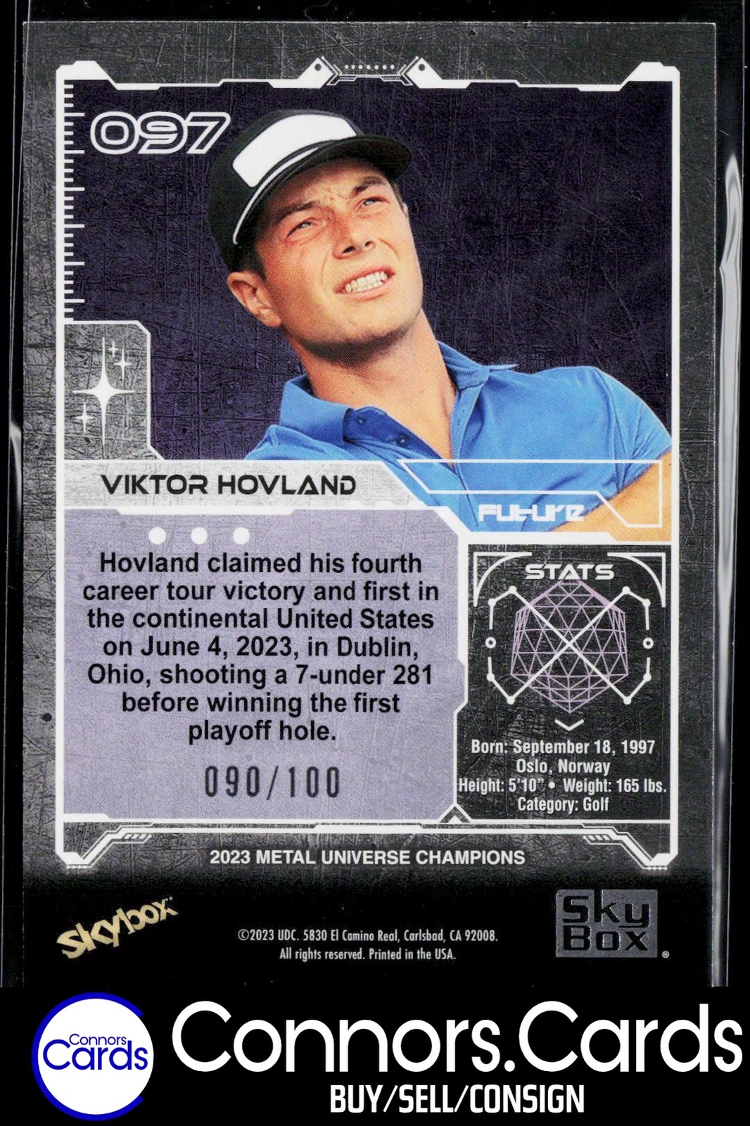 Viktor Hovland 2023 SkyBox Metal Universe Champions #097 Red PMG #/100 (B)