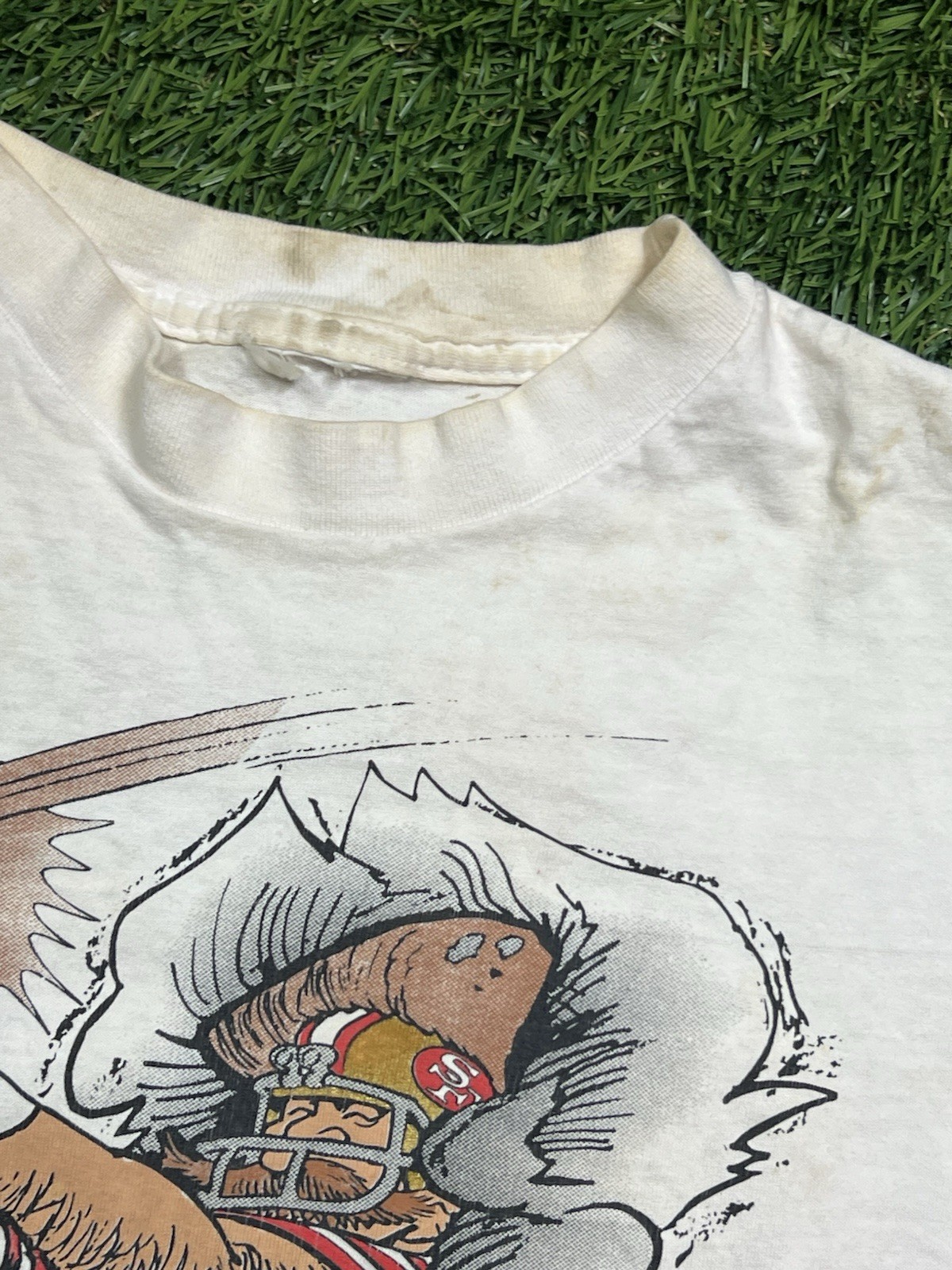 San Francisco 49ers NFL Caricature T-Shirt Men’s M Double Sided Vintage 90s