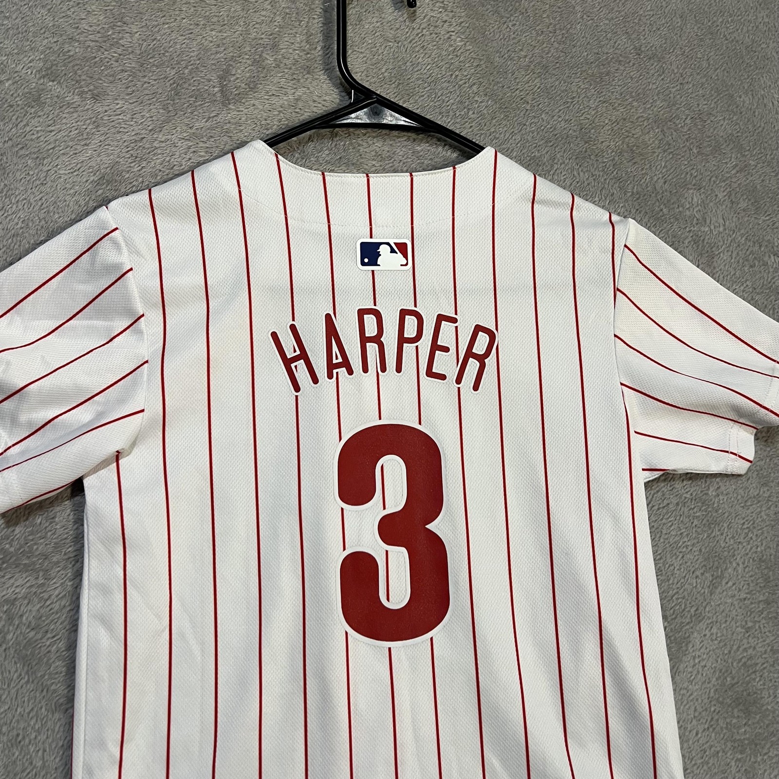 Philadelphia Phillies Baseball Jersey Boys Small White Bryce Harper 3 Nike MLB