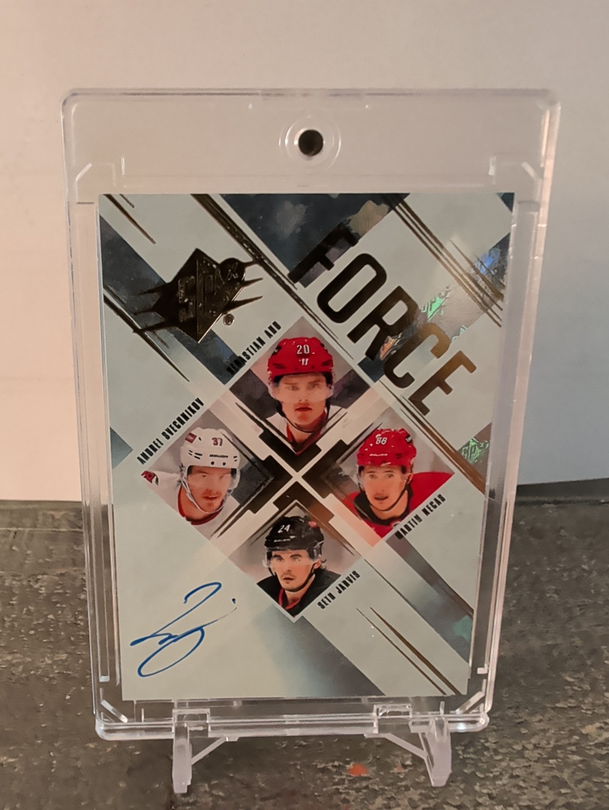 2024-25 SPx Force /49 Auto Aho Andrei Svechnikov Martin Necas Seth Jarvis Sfasnj