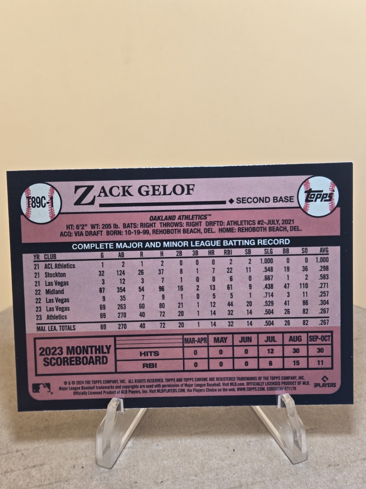 2024 Topps Series 1 – 1989 Topps Chrome Silver Pack Zack Gelof #T89C-1 (RC)