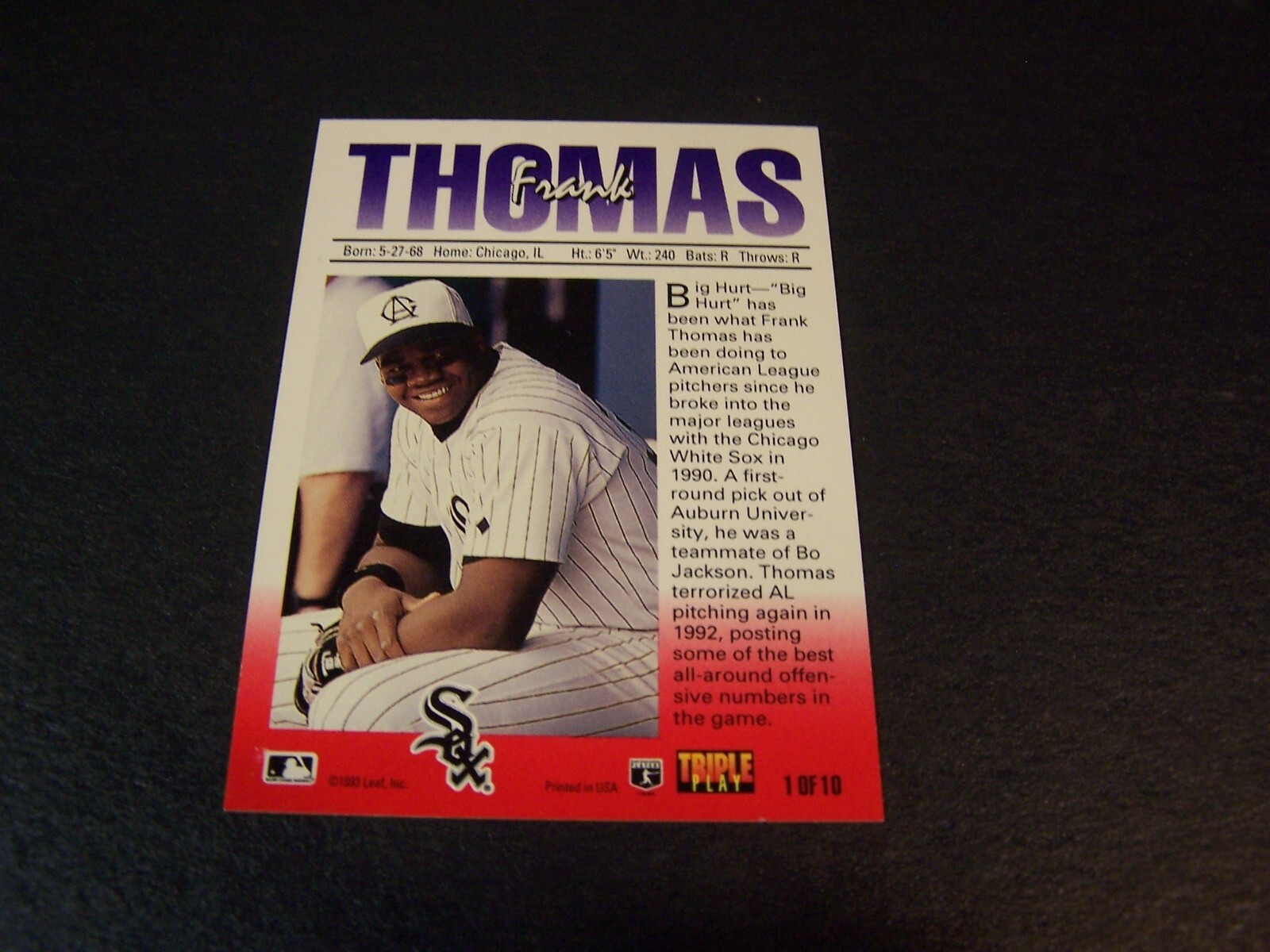 Frank Thomas Triple Play Card #1 of 10 Big Hurt