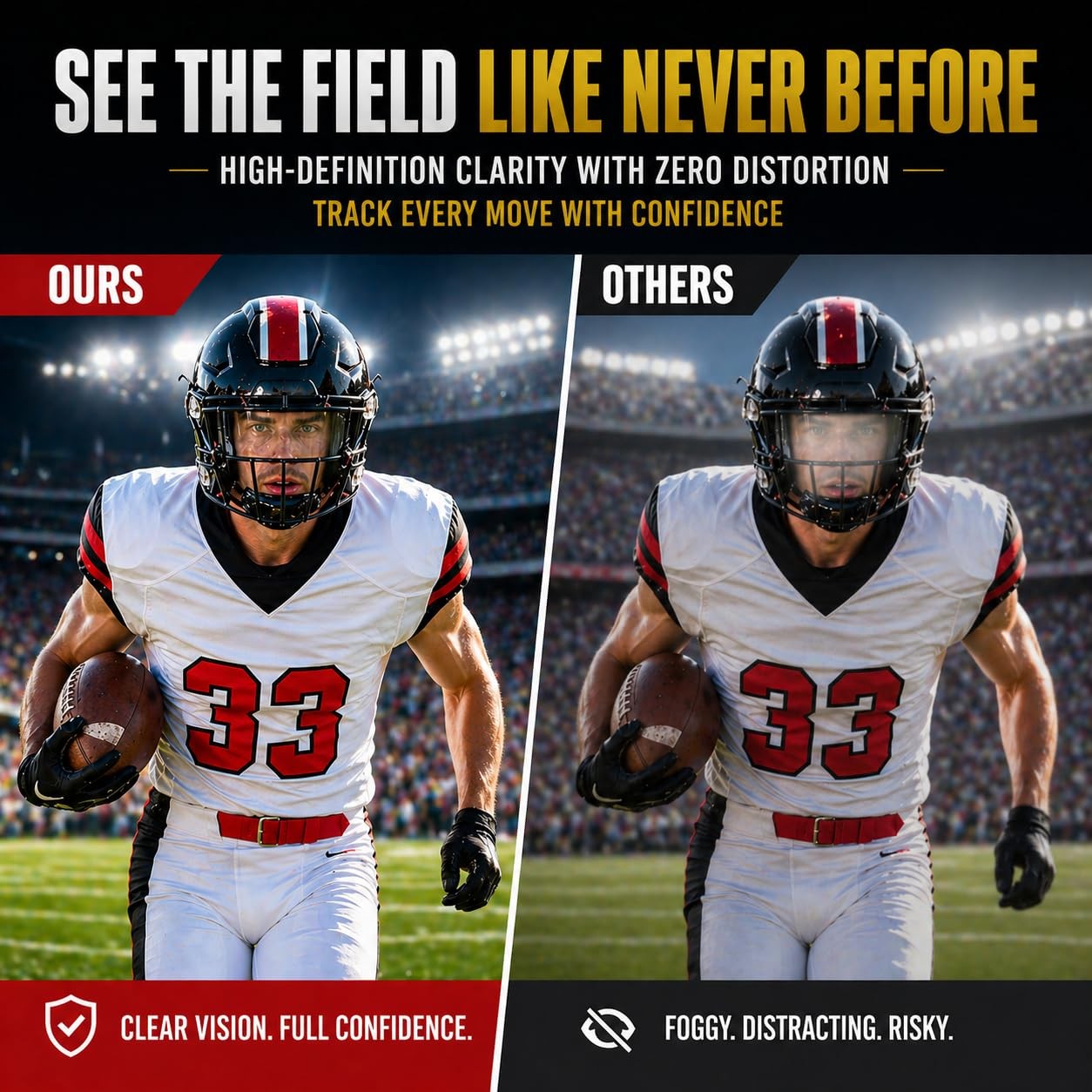 Solstice Fusion Clear Football Visor for Helmet with Anti-Fog Shield, Scratch…