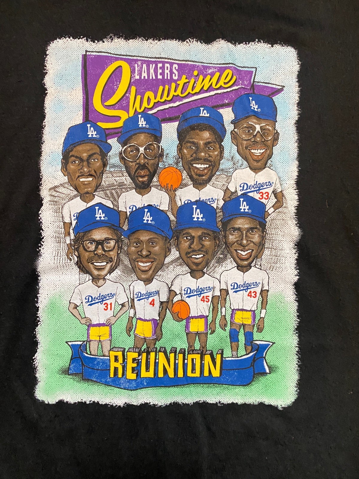 LA Dodgers Official Lakers Showtime Cartoon Characters SGA 8/24 SZ XL-NWOT