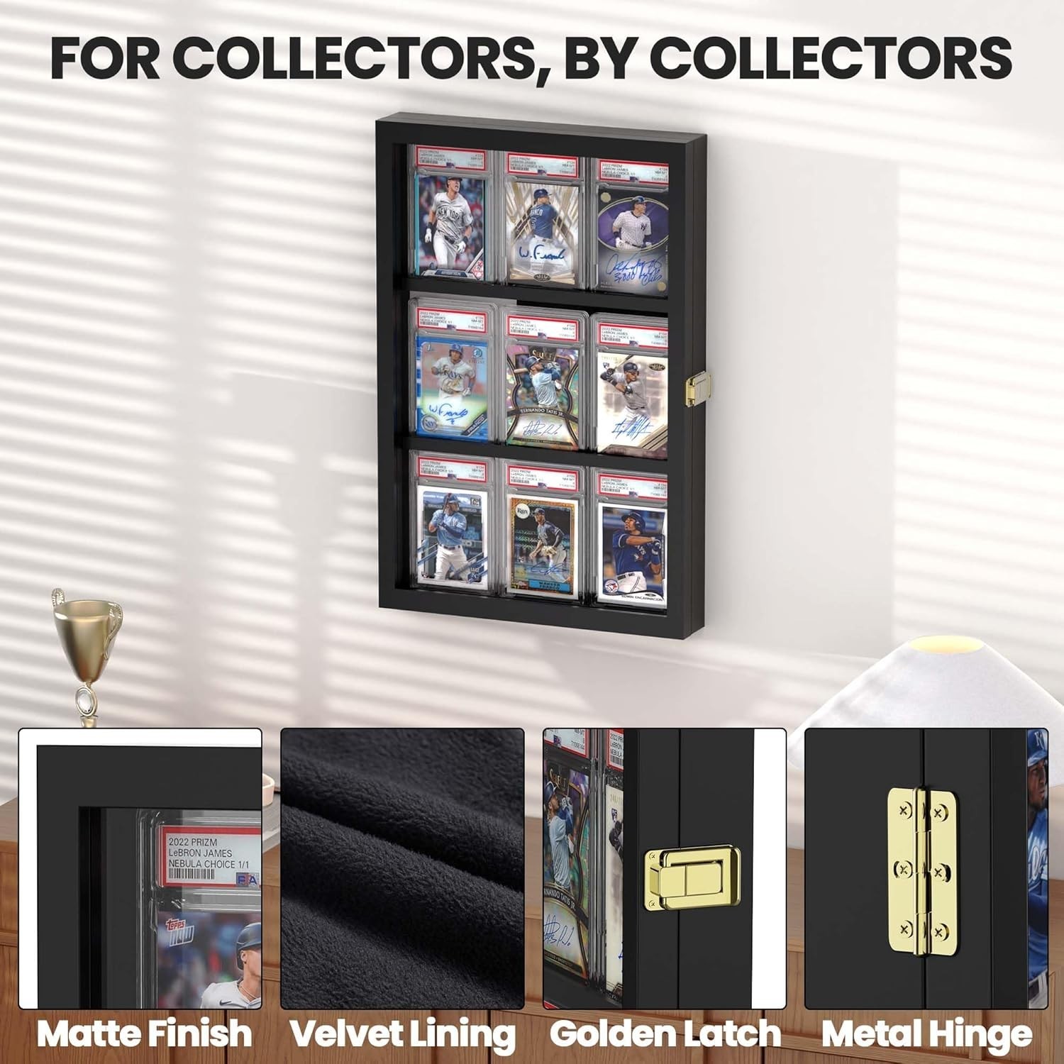 Graded Sports Card Display Case Lockable Trading Card Collector Wall Display