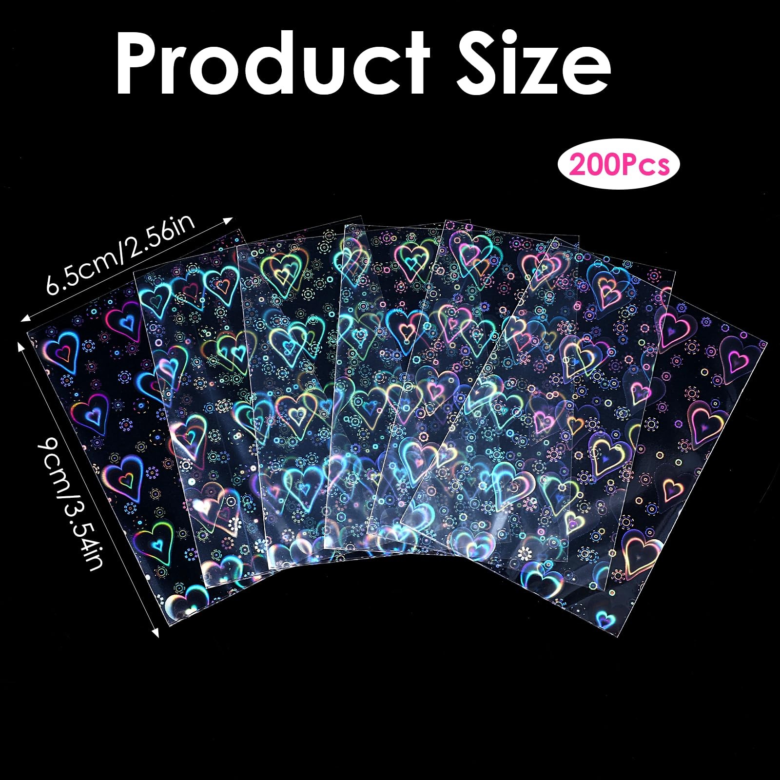 YBEATY 200 Pcs Laser Flashing Holographic Photo Card Sleeves Love Heart-Shape…