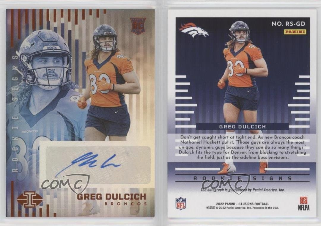 2022 Panini Illusions Rookie Signs Orange Greg Dulcich #RS-GD Auto RC 1mj1