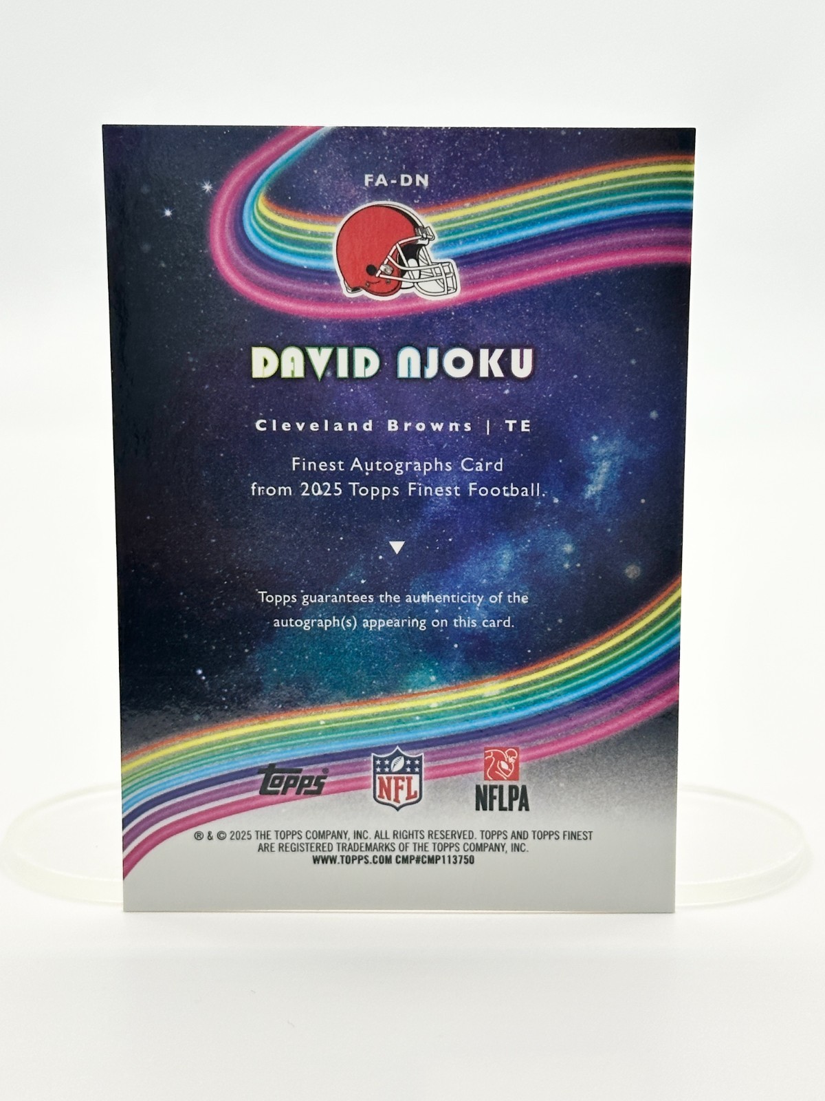 2025 Topps Finest David Njoku Orange Geometric ON CARD Auto 23/25 FA-DN Browns
