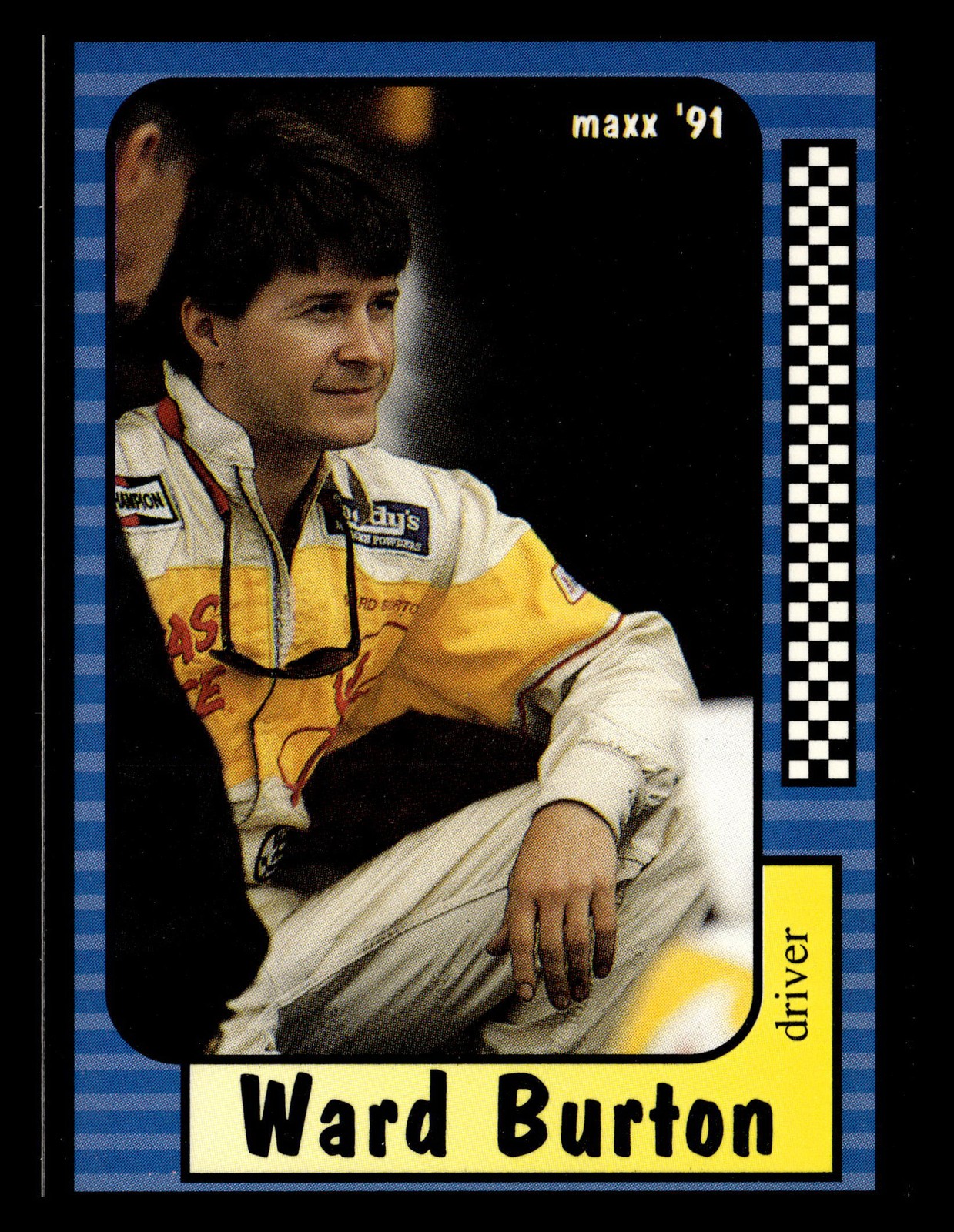 Ward Burton 1991 Maxx Racing Race Card #123 Henderson Motorsports *124