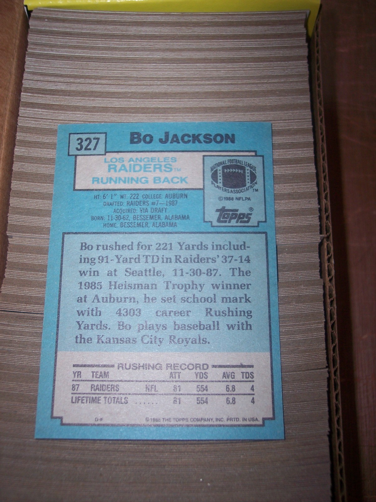 1988 Topps football opened Factory Set Bo Jackson RC LOADED SET MINT or better