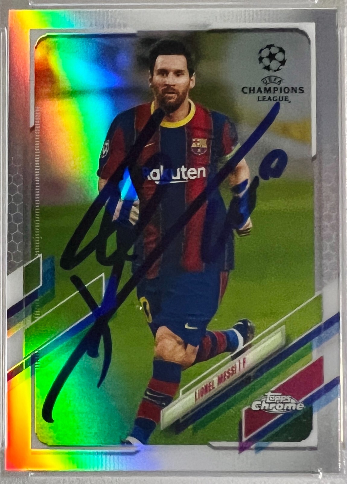 2020 Topps Chrome Refractor UCL Signed Lionel Messi FC Barcelona #1 PSA/DNA