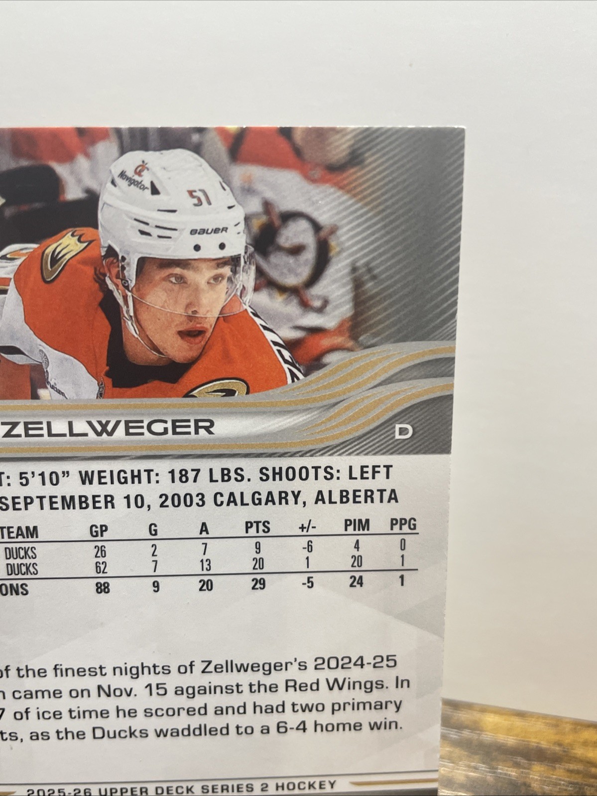 2025-26 Upper Deck Series 2 – Olen Zellweger #251 ANAHEIM DUCKS